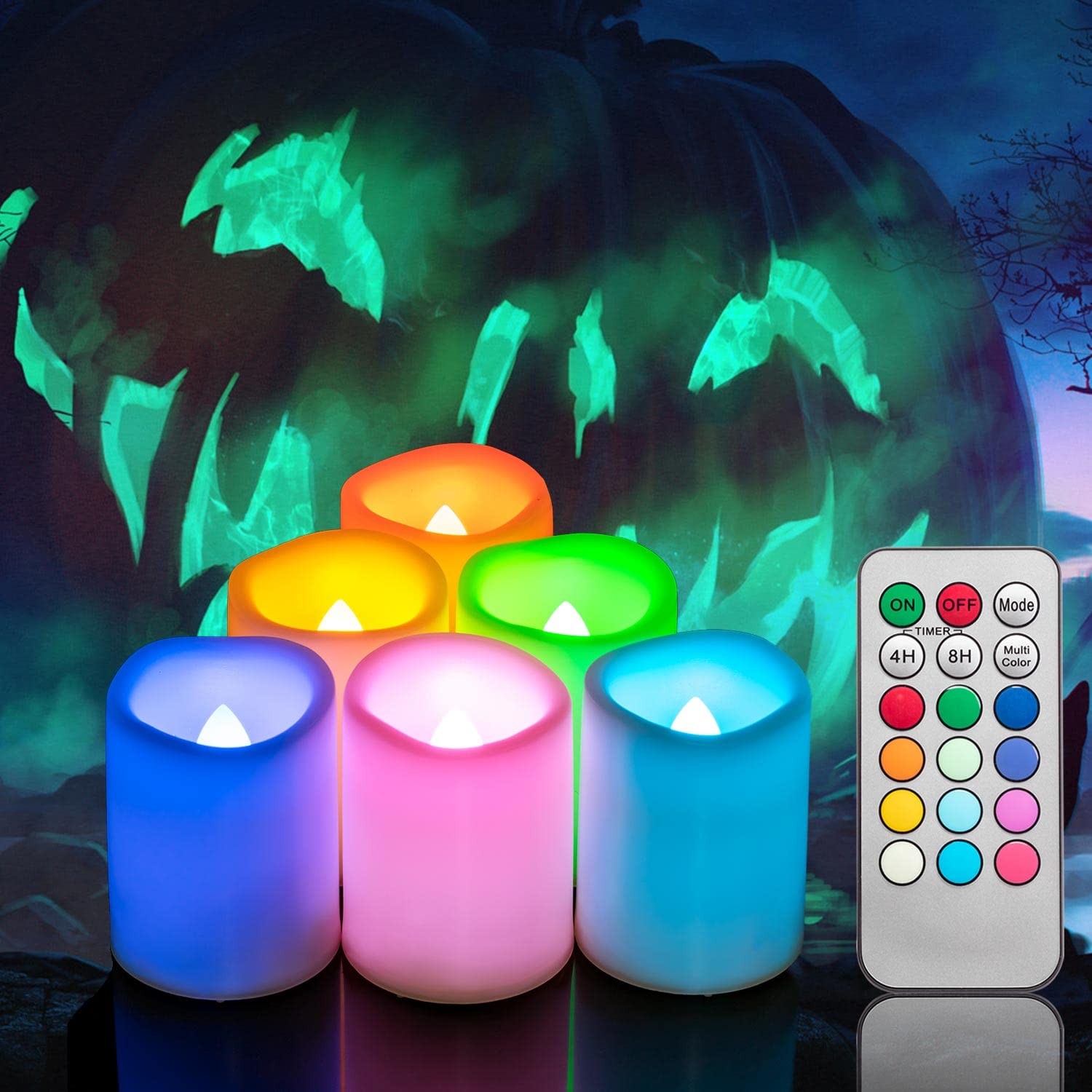 CANDLE IDEA 6 PCS Color Changing Remote Flameless Flickering LED Timer Votive…