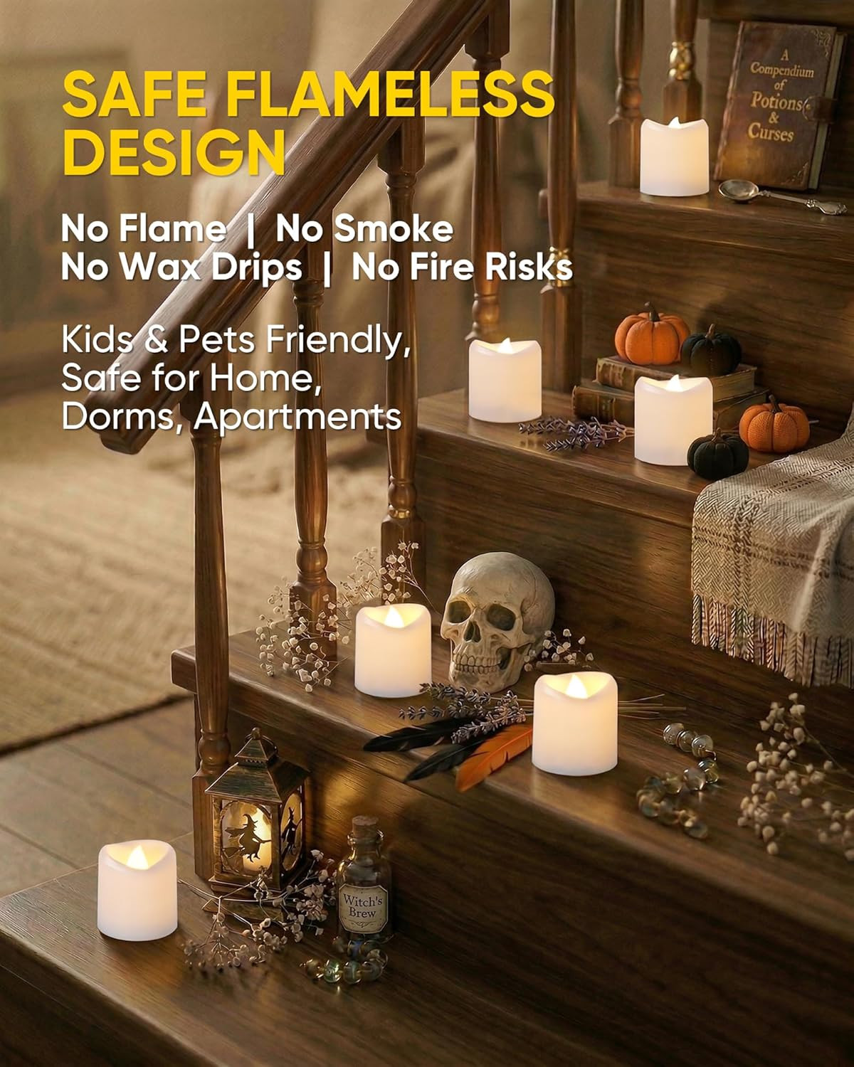 LED Votive Candles, Flameless Tea Lights Battery Included, 100 Hours Long