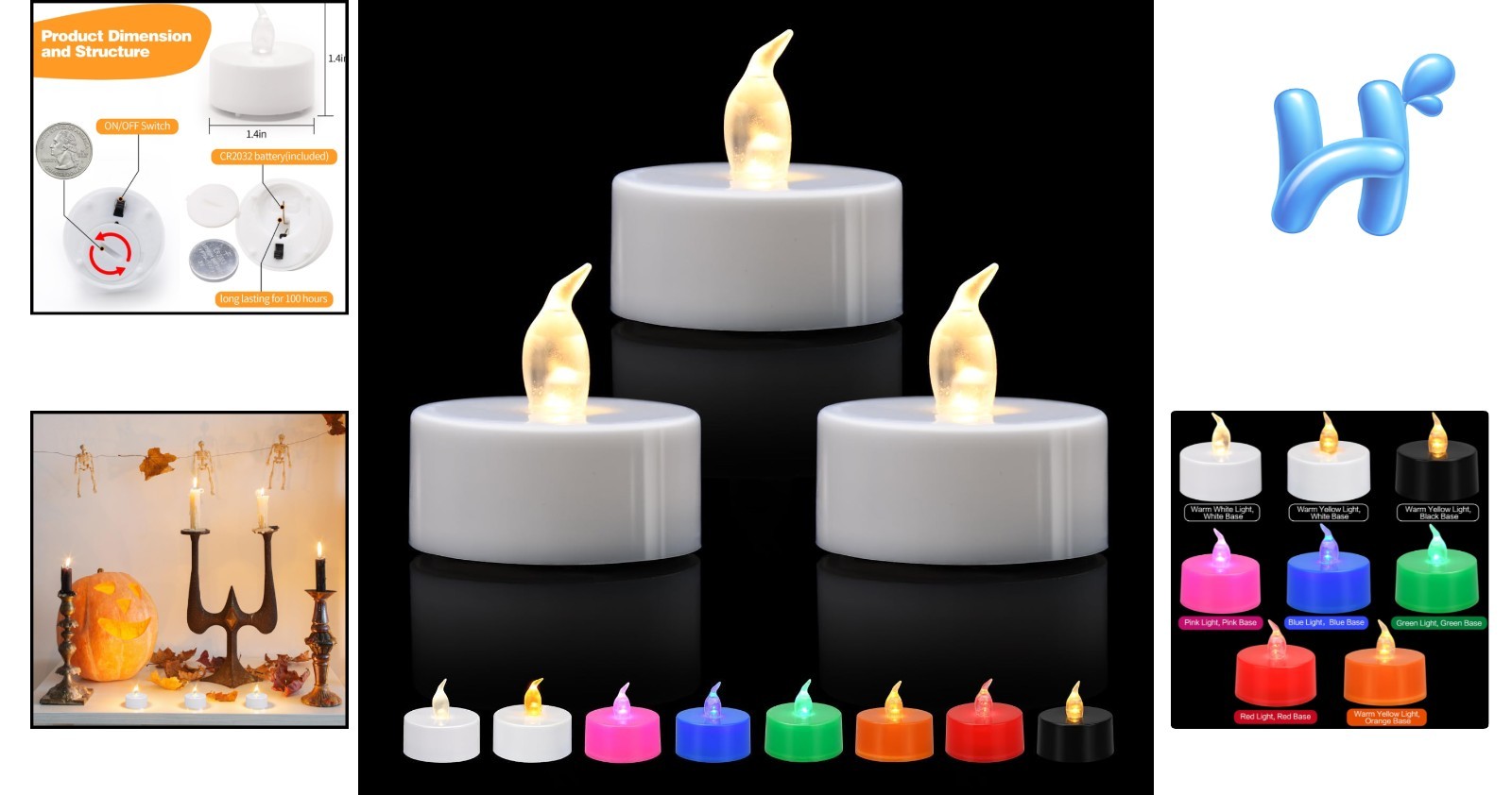 12 Pack Flameless LED Tea Lights – Flickering Warm White for Safe Decor