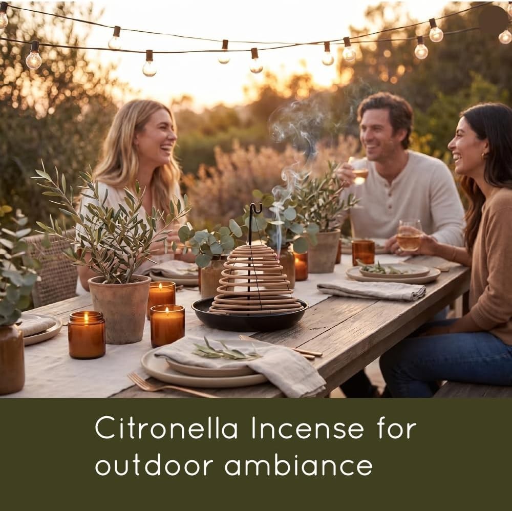 Stylish Citronella Incense Coils & Holder for Insect-Free Outdoor Evenings
