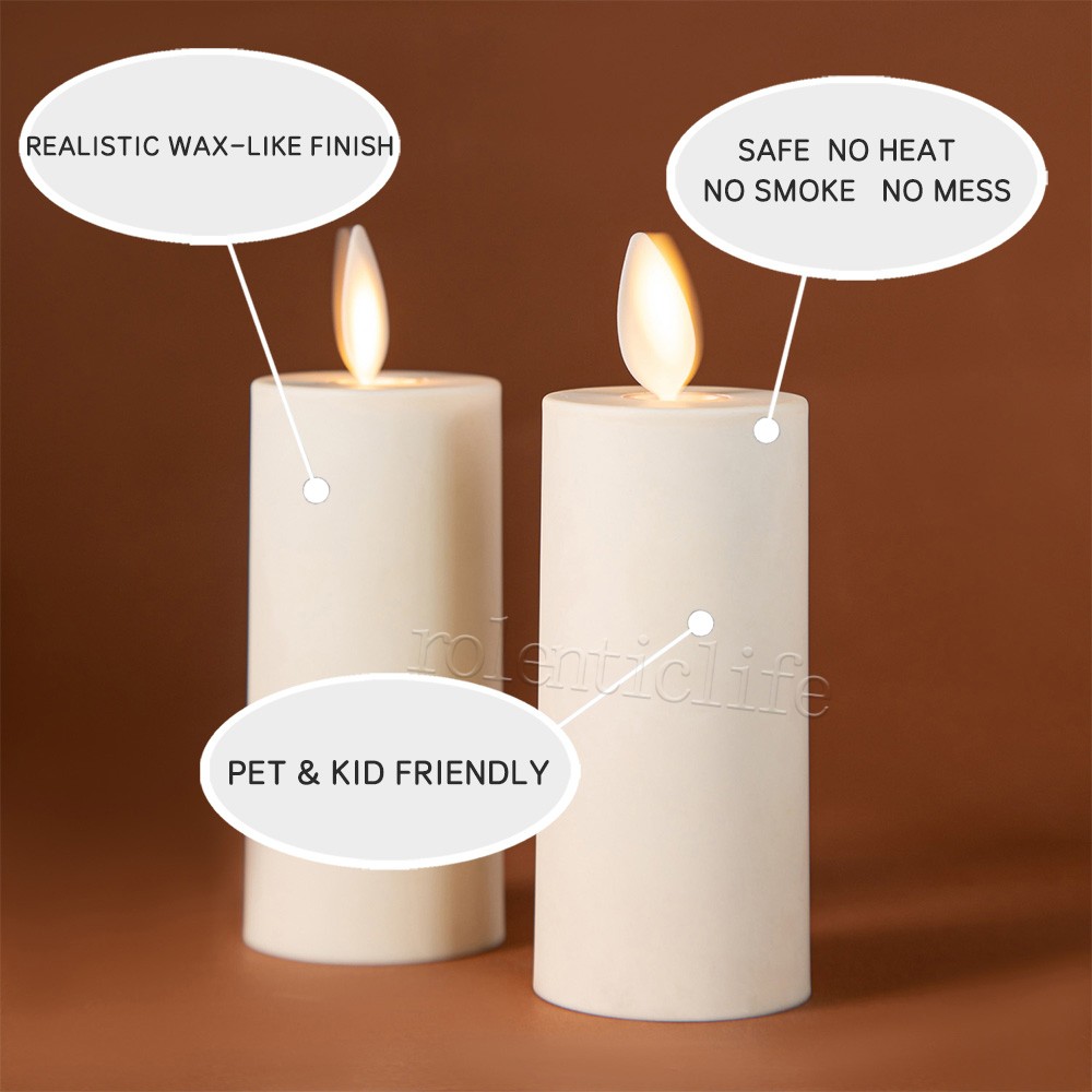 Luminara Ivory Flameless Votive Candles Moving Wick Timer Remote LED Set of 2