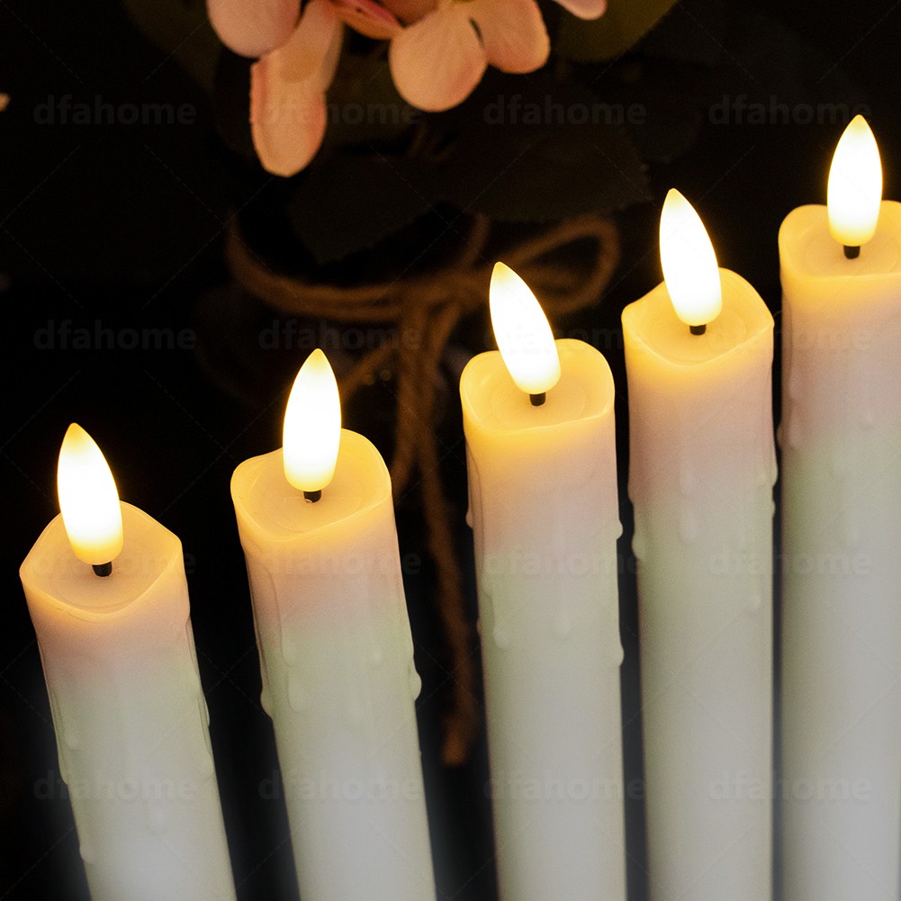6pcs Flameless Flickering Electric LED Taper Candles Lights with Timer Remote