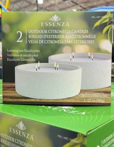 Essenza Outdoor Citronella Candles 2-Pack Lemongrass Eucalyptus
