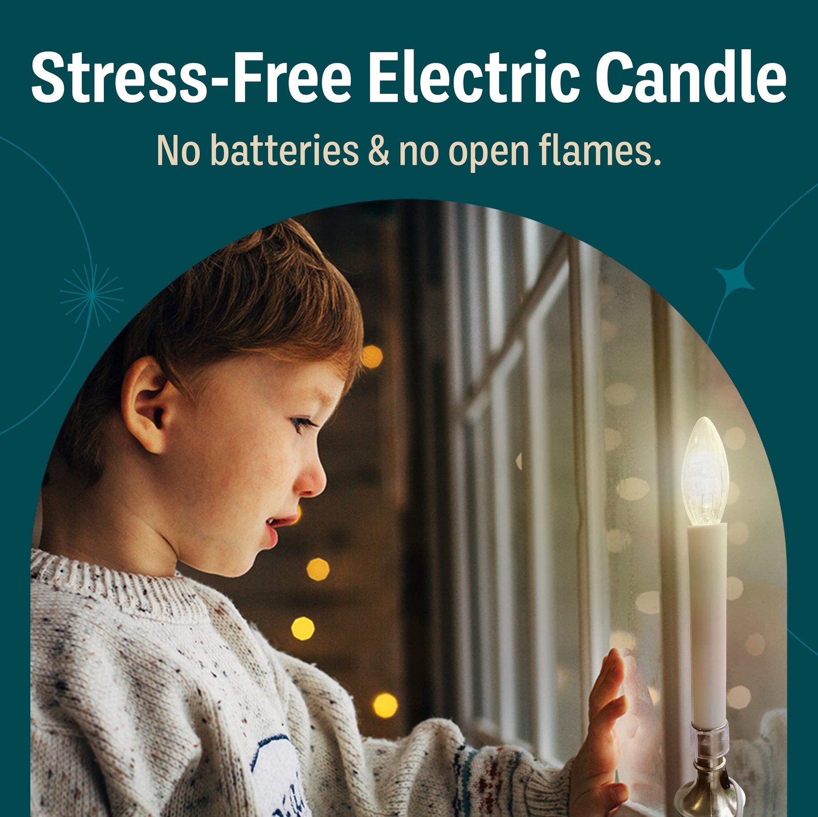 1 Pack Christmas Window Candles Sensor Electric Corded 9 Inch 2 Bulbs 5W 120V