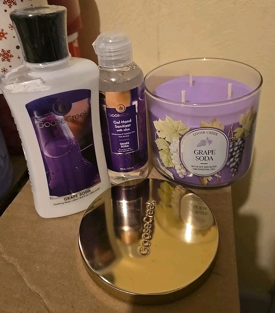 NEW Set of 3 Goose Creek Candle GRAPE SODA 🍇 BUNDLE 🍇 FULL SIZE PRODUCTS
