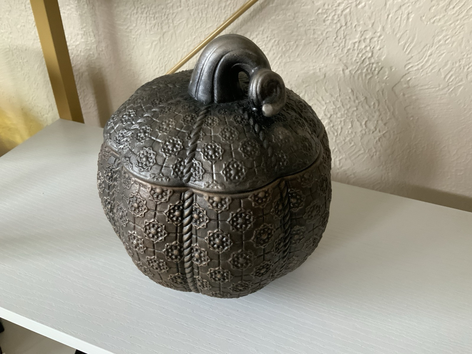 HomeWorx by Harry Slatkin Antique Finish Pumpkin Candle Jar Candy Box Qvc 2024
