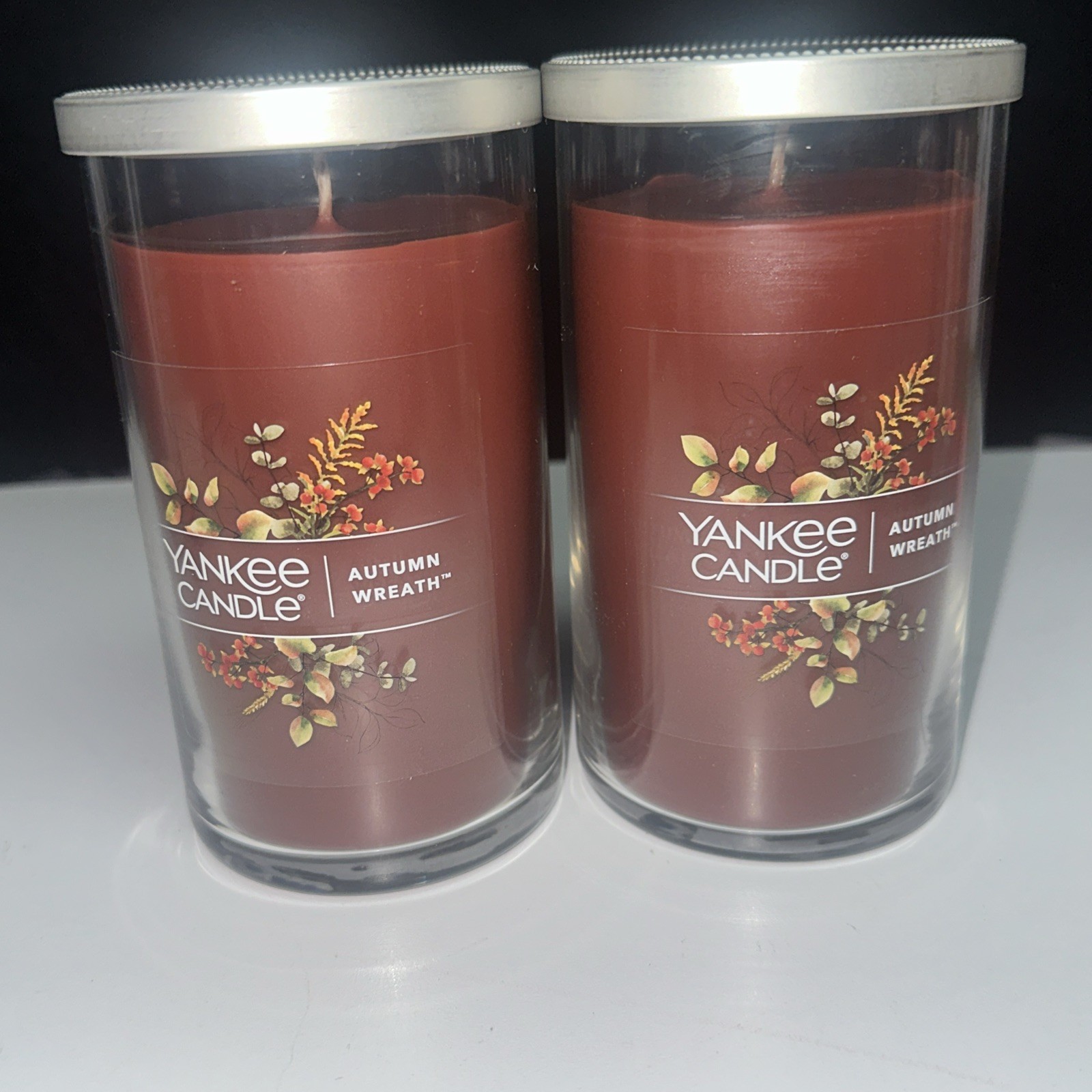 LOT OF 2-NEW-Yankee Candle AUTUMN WREATH Large 14.25oz. FREE SHIPPING