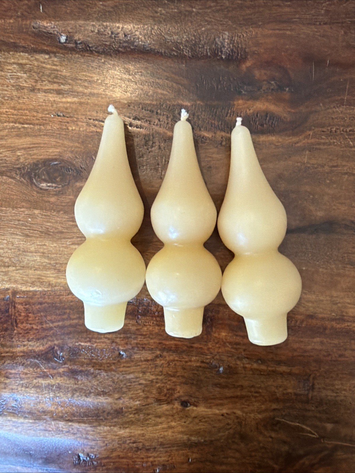 RARE Vintage Bulb Double Teardrop Finial Shape Candles Danish Wax Wick Decor