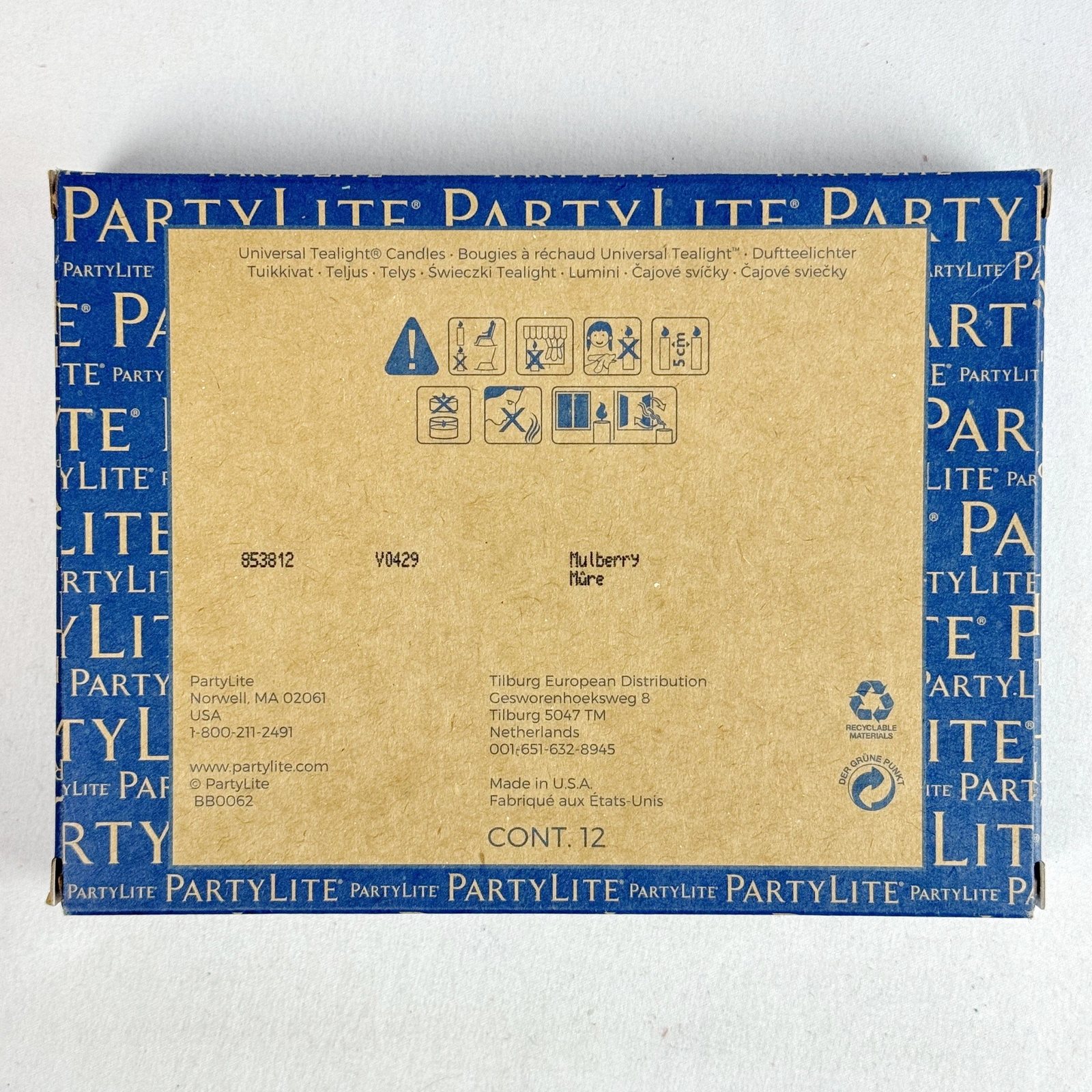 PartyLite MULBERRY Tealight Candles V0429 12 Count