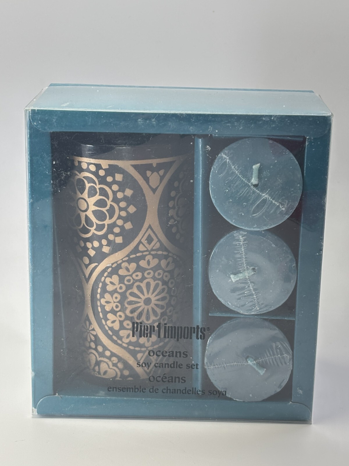 Pier 1 Imports OCEANS Scented Candle Set 3 Soy Votive Candles w/Holder Gift