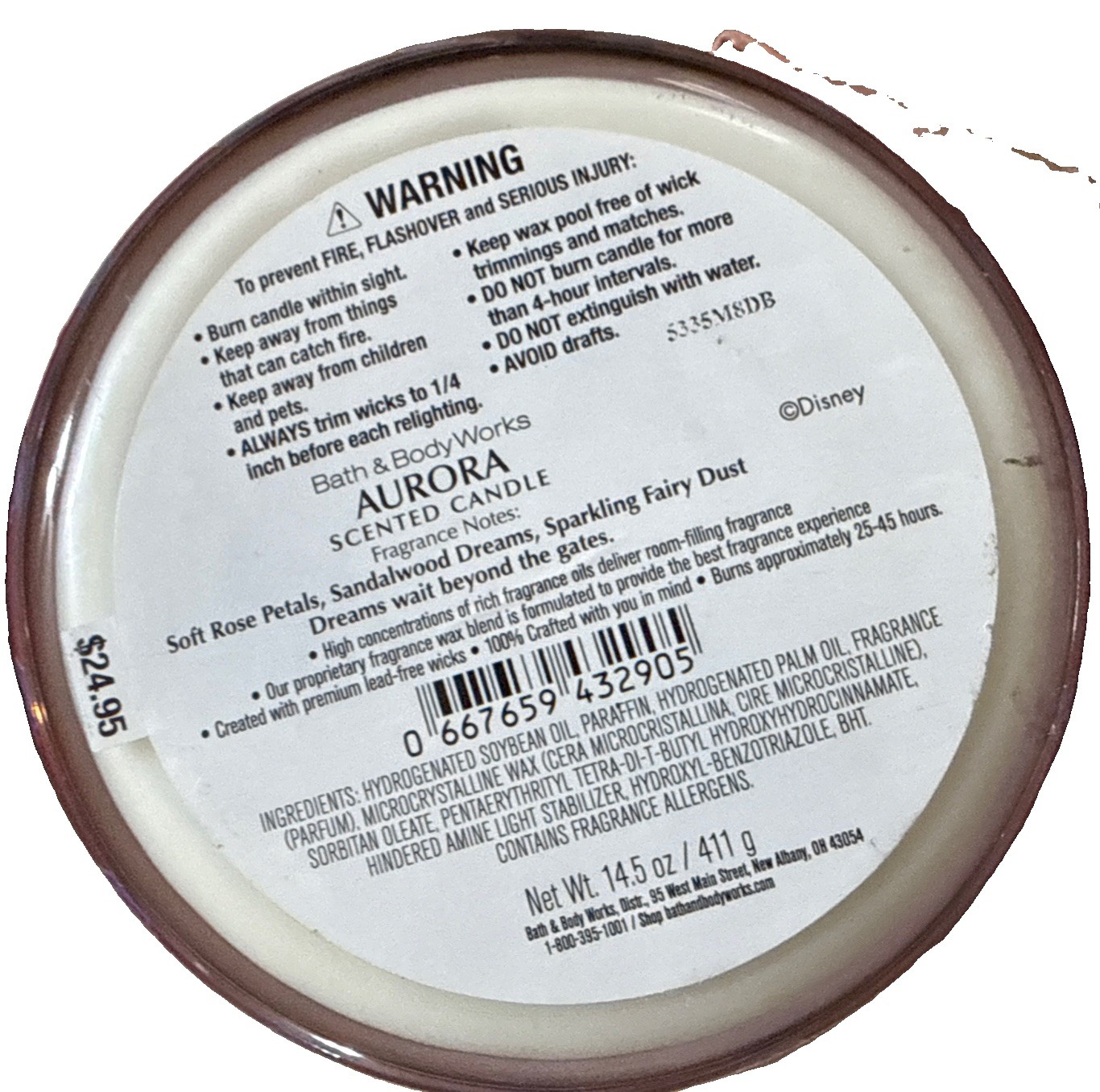 BATH & BODY WORKS Disney Princess Aurora 3-WICK FRAGRANCED CANDLE 14.5 OZ NEW