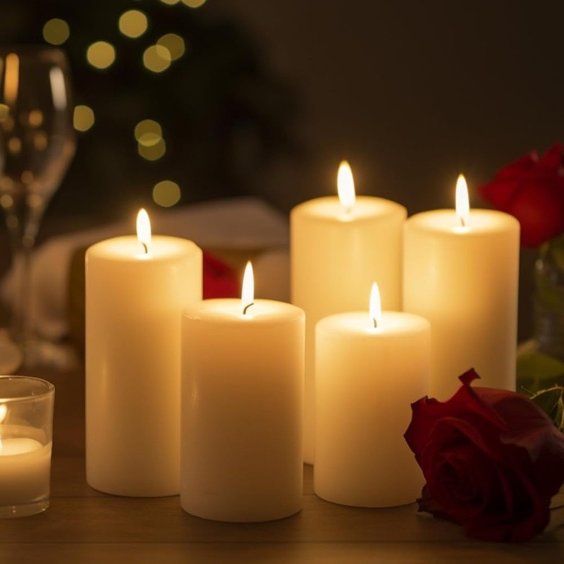 Unscented Pillar Candles Set 12 Clean Burning Dripless Long Lasting Home Decor