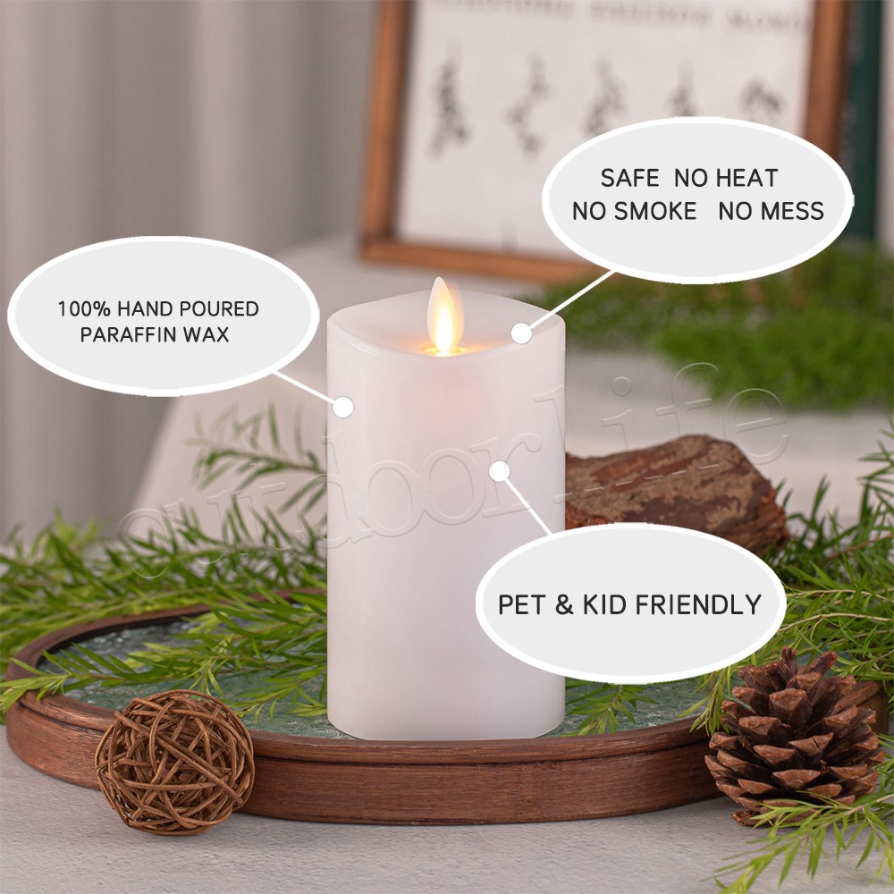 Set of 3 Luminara Flameless Pillar Wax Battery Operated Candles with Remote