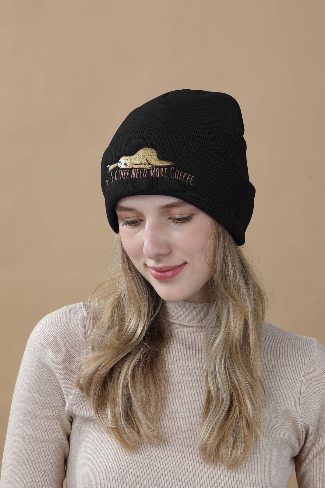 Sloth Gifts Hat Beanie For Women Men Coffee Lover Funny Cute Accessories