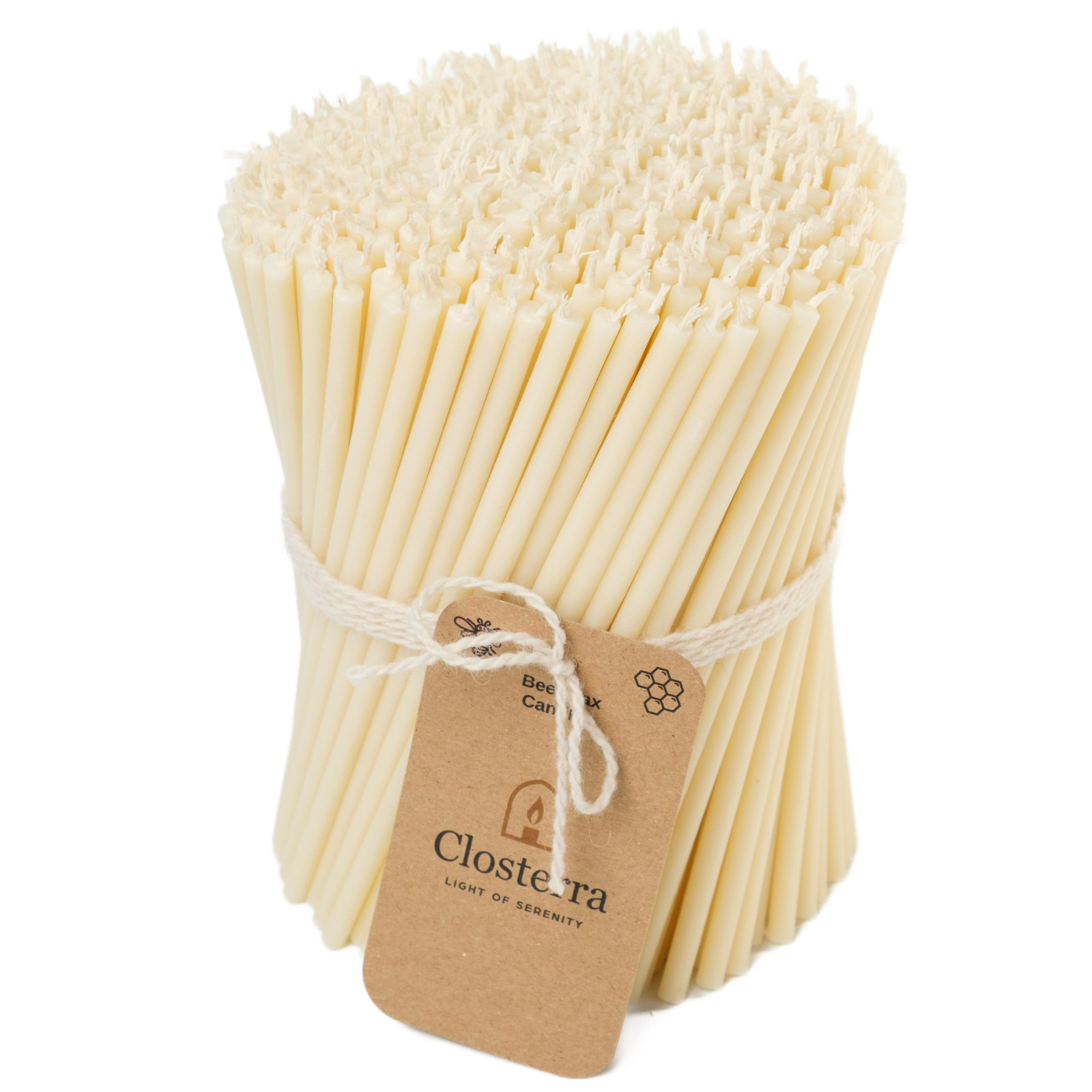 White Beeswax Candles 6.3″ Thin Taper 0.2″ Church Orthodox 25 Pack