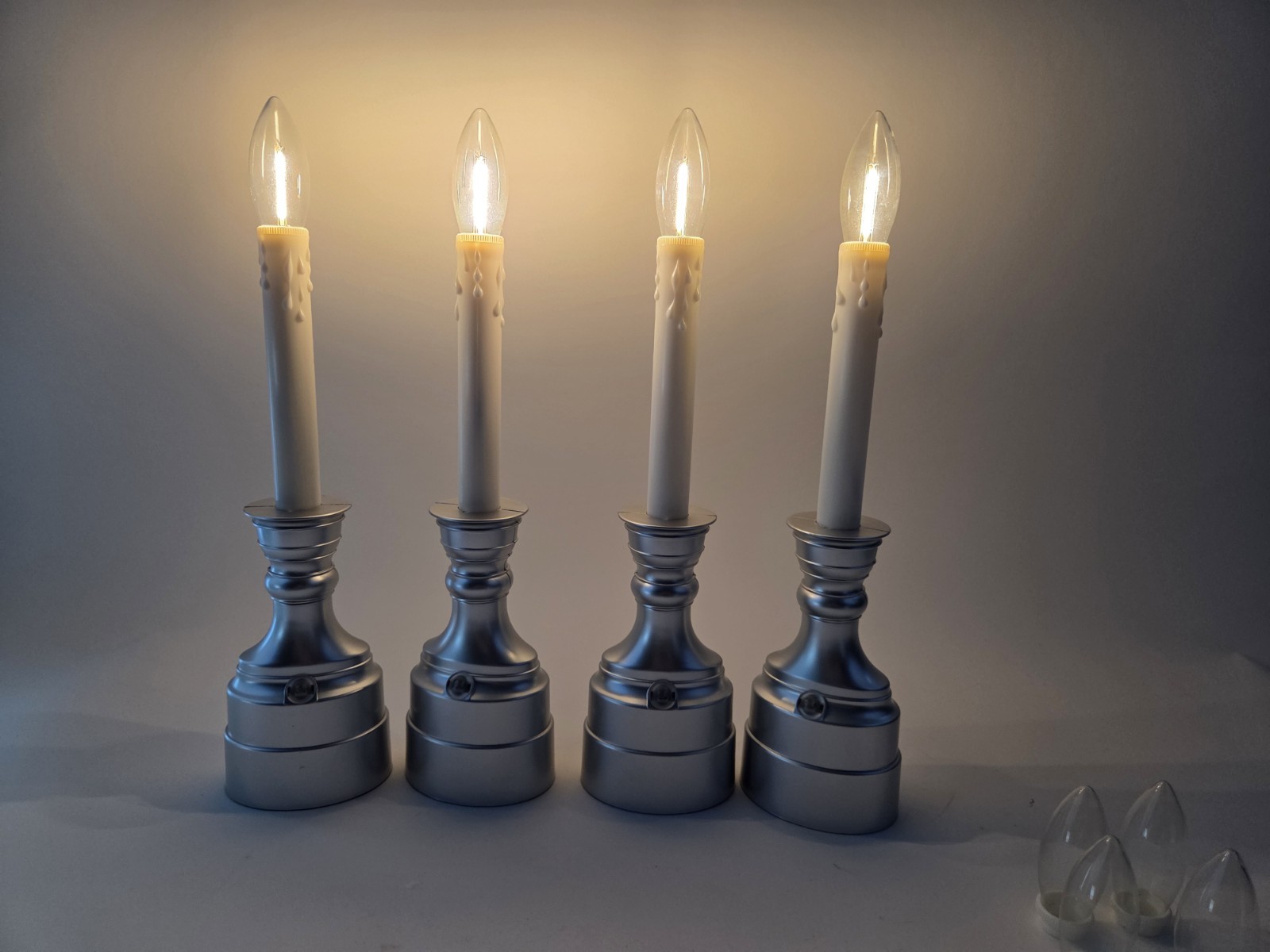 Bethlehem Lights (4) Premium Cordless Window Candles Satin Nickel