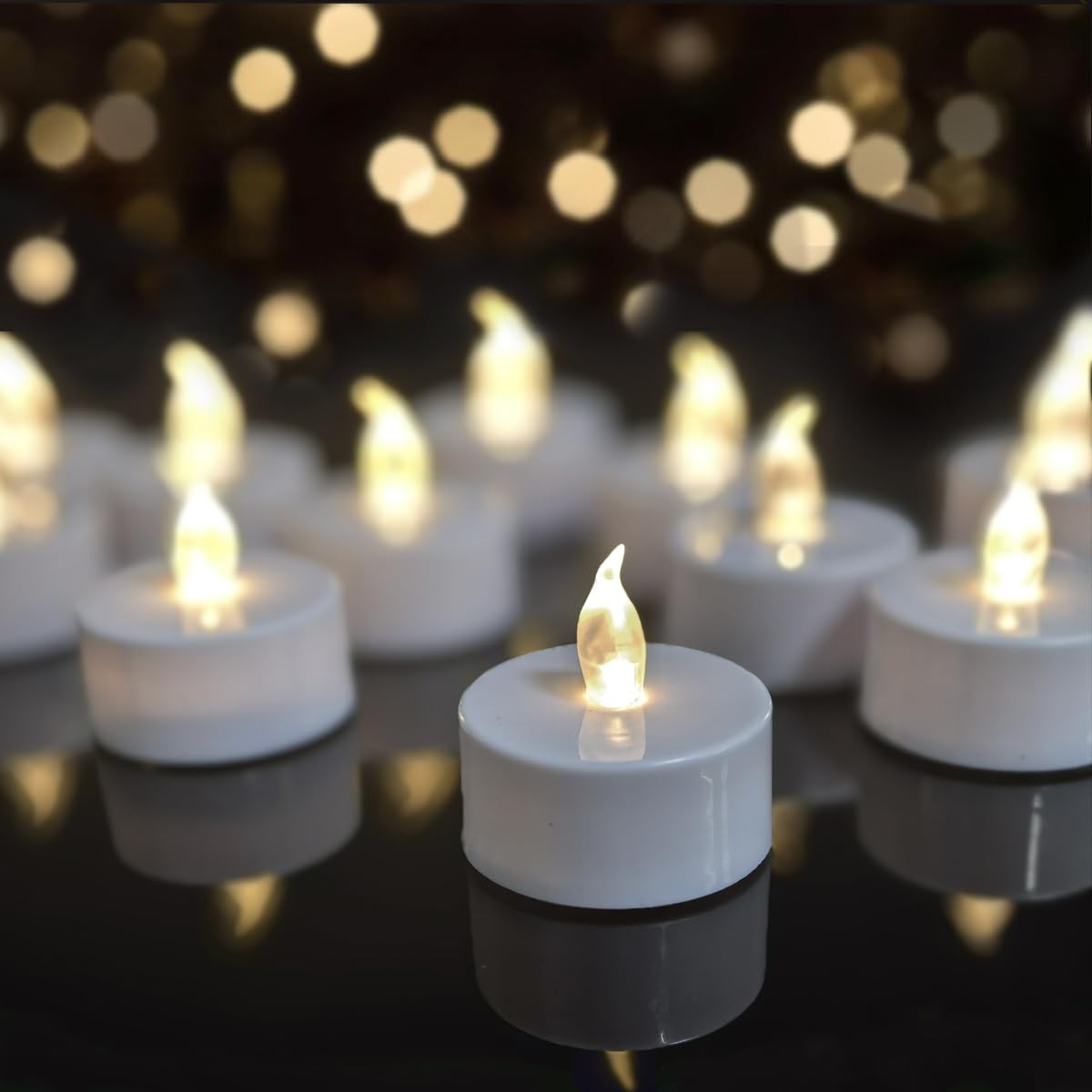 Battery tealights ,24 Pack Realistic and Bright Flickering Last 200 hours Lon…