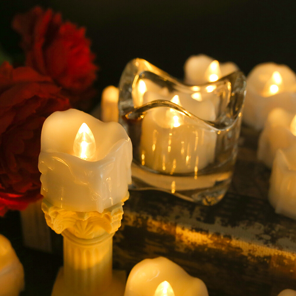 12Pcs Flameless LED Candle Tea Lights Flicker w/ Remote Control Battery Operated