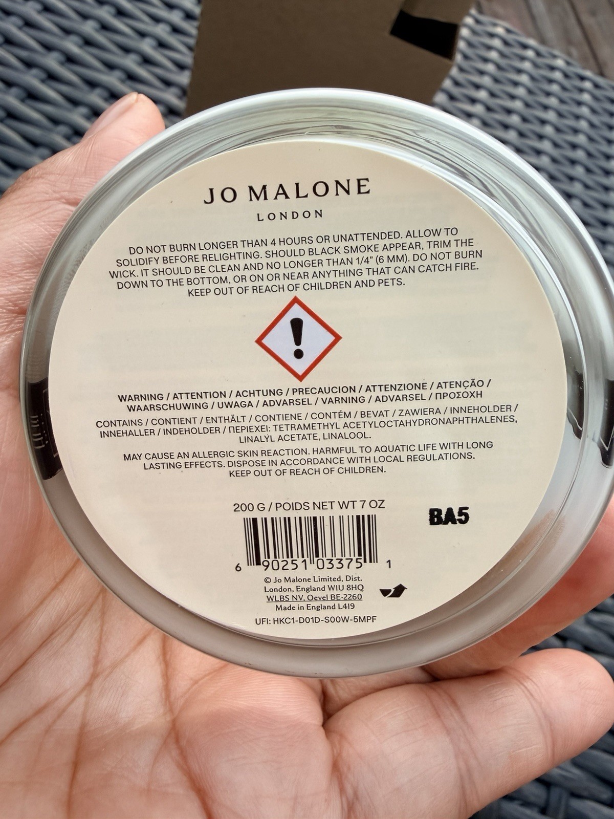 Jo Malone London WOOD SAGE & SEA SALT Candle 200 g (2.5″ In) NEW BA5