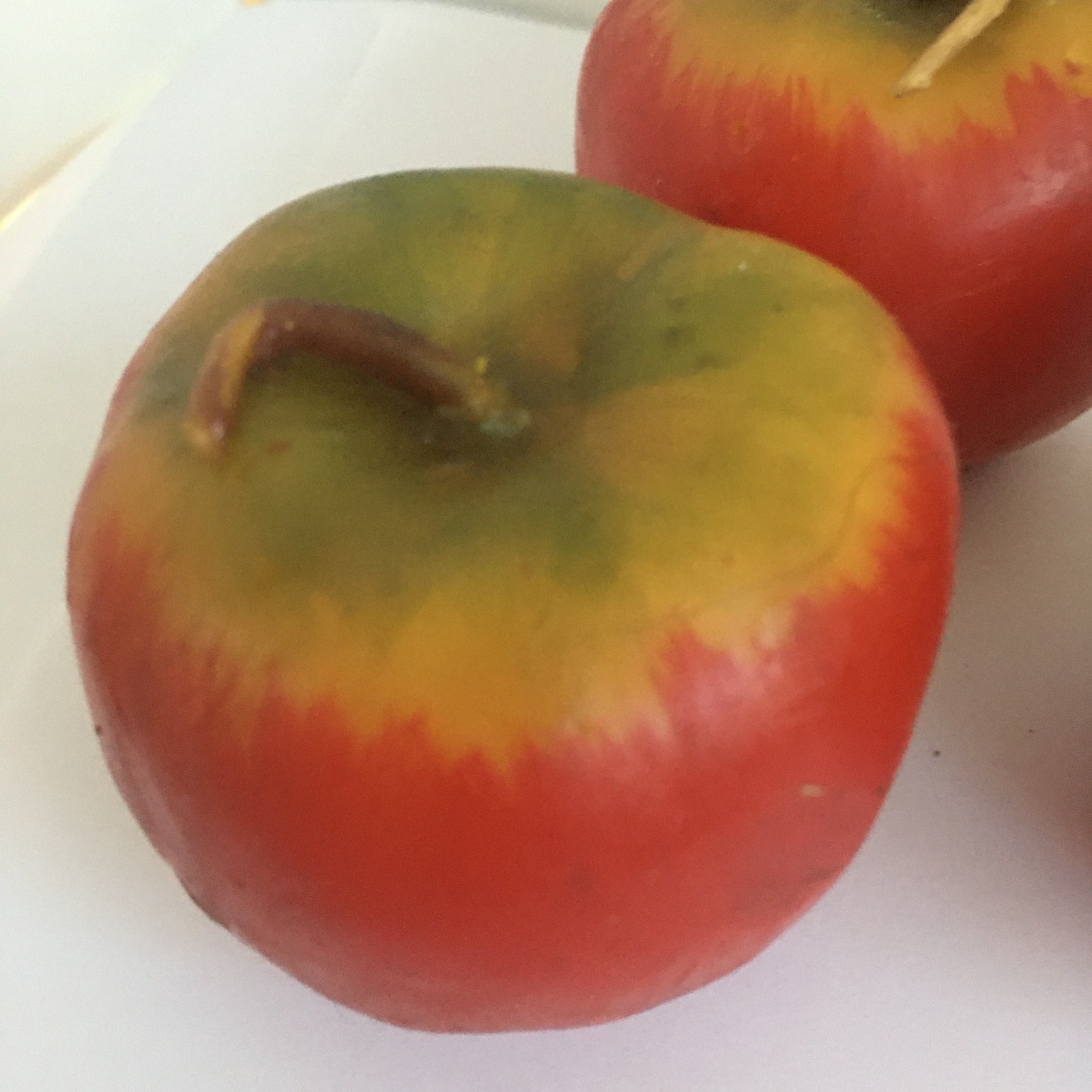 Vintage 3 Heavy Red Apple Wax Candle Life Size Odorless 2.50 Inches Realistic