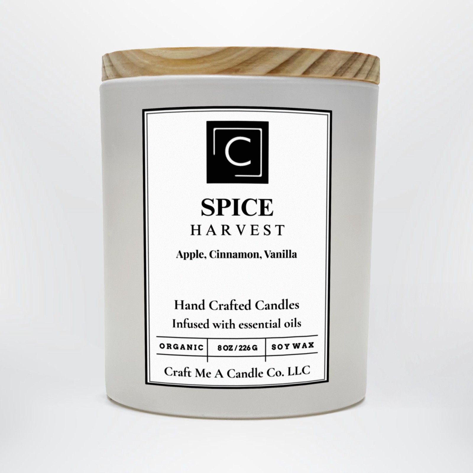 Spice Harvest Soy Wax Candle | Apple, Cinnamon, Vanilla Scent | Organic Soy Wax