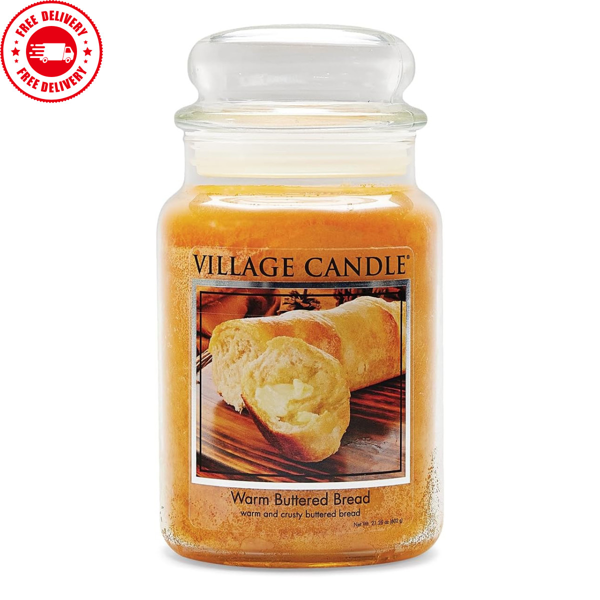 Village Candle Warm Buttered Bread Scented Large Glass Apothecary Jar Candle