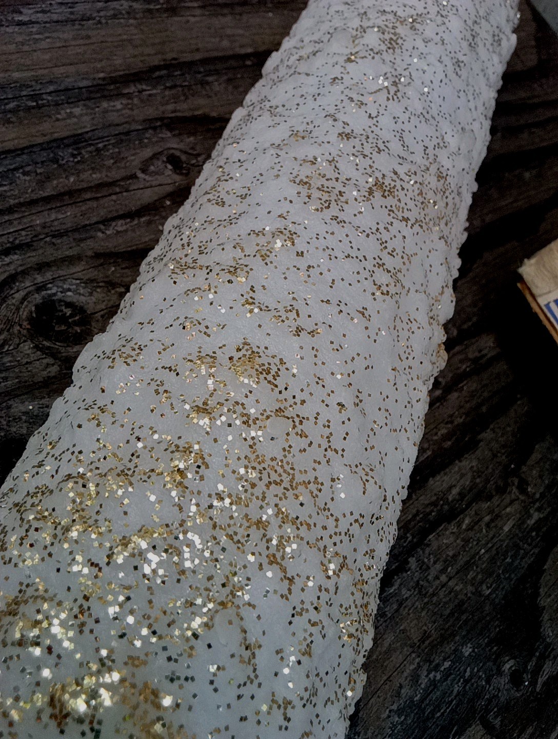 RIDICULOUSLY RARE! 21X 4″ VTG NEW UNUSED GLITTERED TEXTURED FREESTANDING CANDLE!