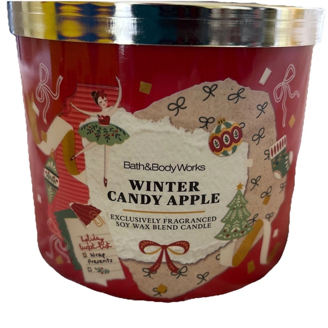 Bath & Body Works WINTER CANDY APPLE 🎅🍎 Scented 3 Wick CANDLE 25-45 HRS YUM