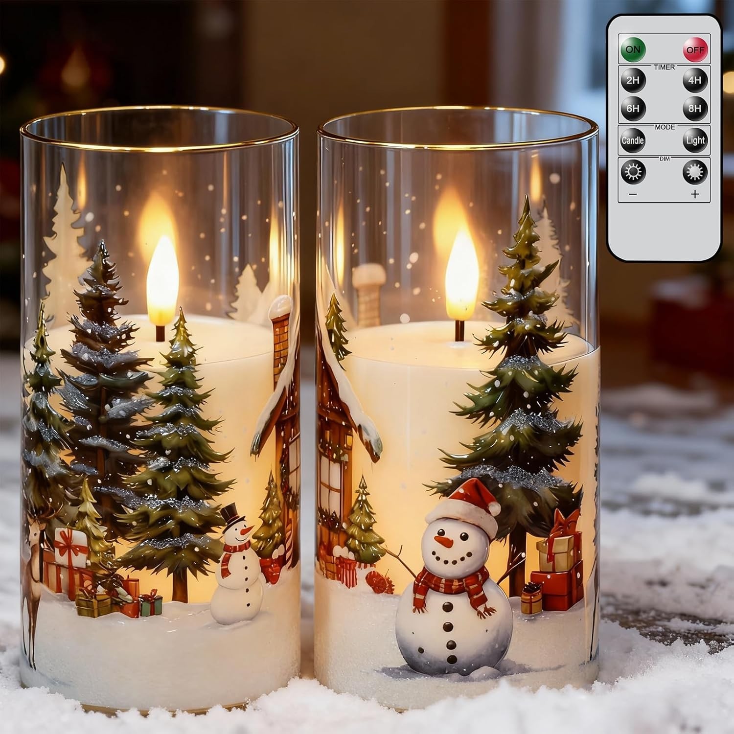 GenSwin Red Bird Glass Flameless Candles with Remote Timers, Battery Operated
