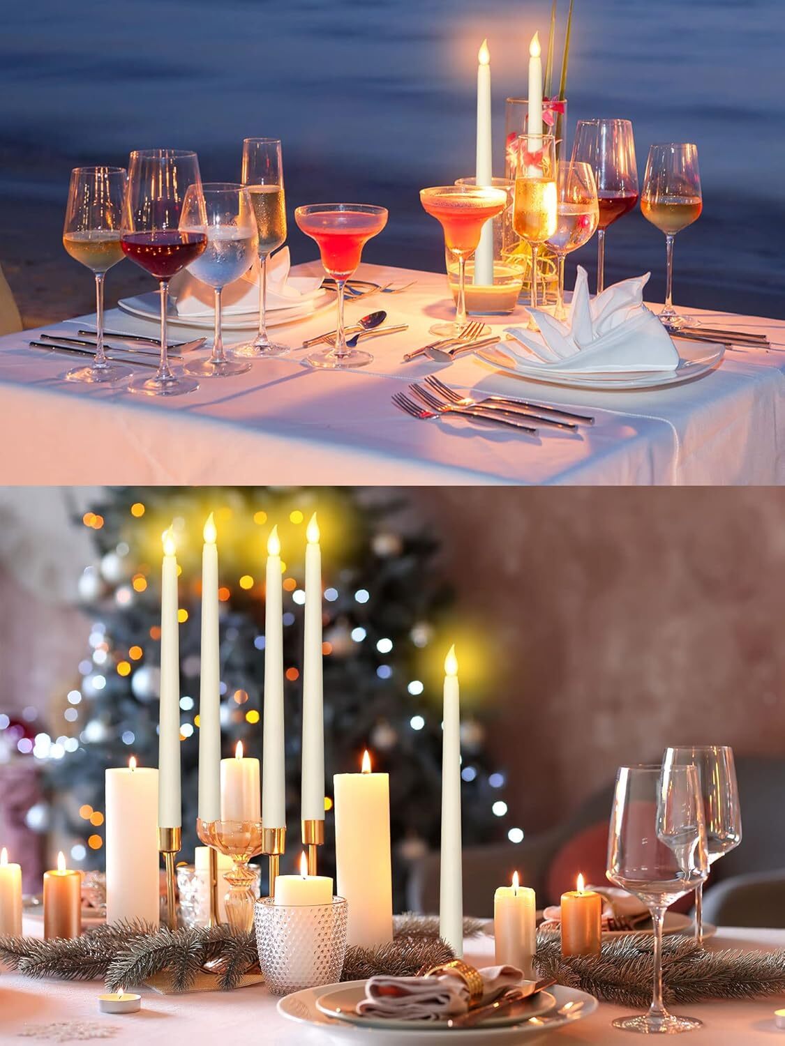 Flameless Taper Candles Light Flickering Battery Operated with Remote Timer LED