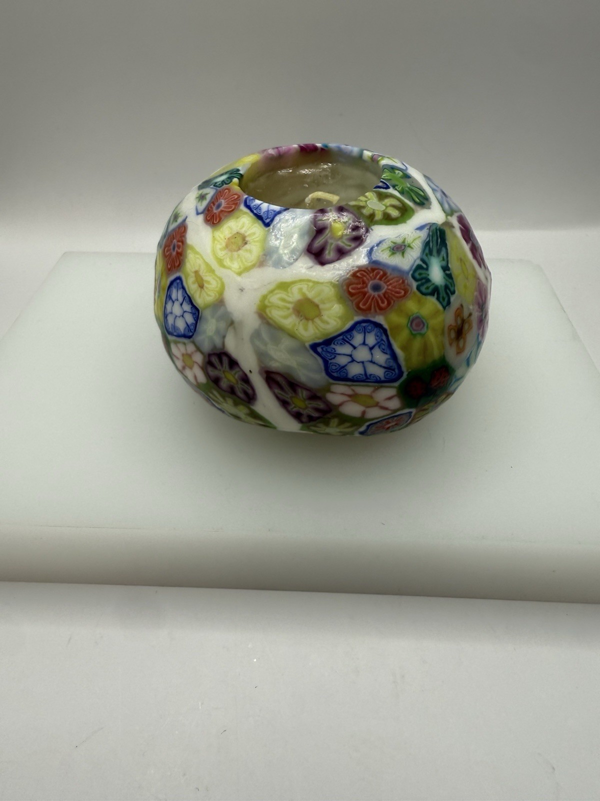 The Museum Company Millefiori Art Candle embedded in Wax w/box Vintage NEW