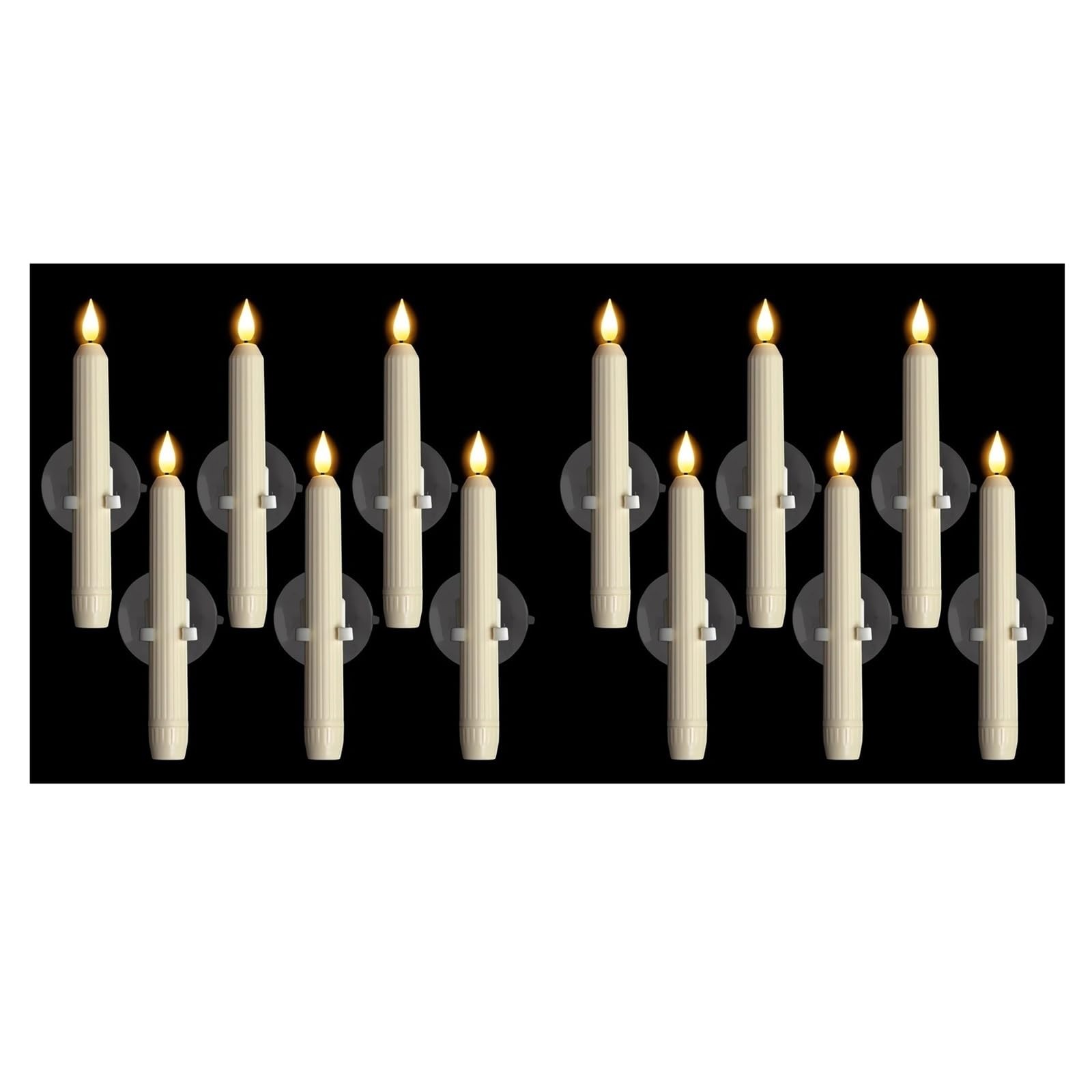 Cordless 6 PCS Window Flameless LED Taper Candles with Dusk to Dawn Timer Ele…