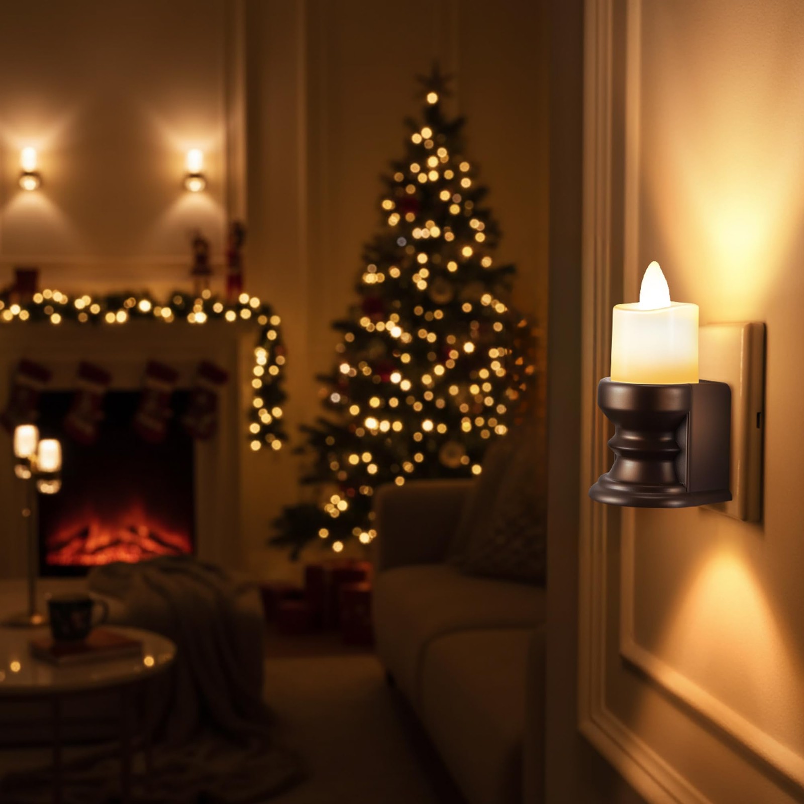 Flickering Flameless Candle Night Light Plug in, Dimmable LED Nightlight with…