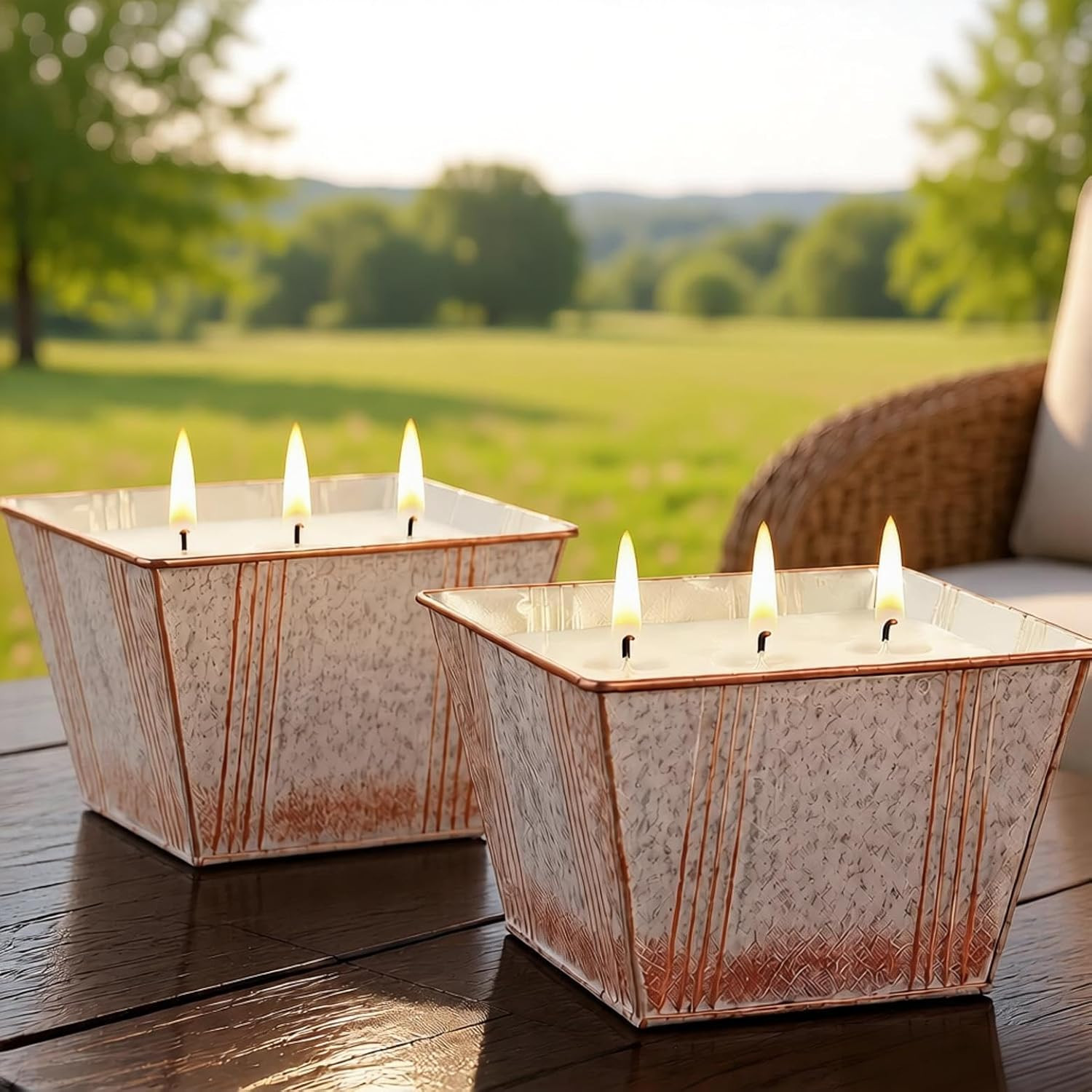 Citronella Candles Outdoor, 24OZ Large Size 3-Wick Citronella Candles, 2 Pack Le