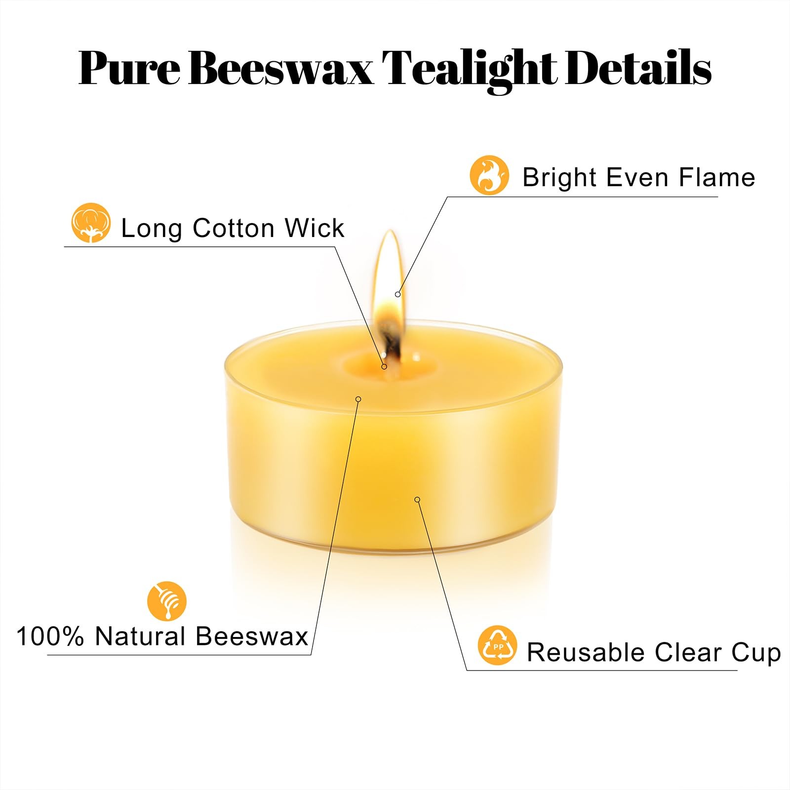48 Packs Beeswax Tealight Candles, 100% Pure Beeswax Candles | 4Hour Extended…