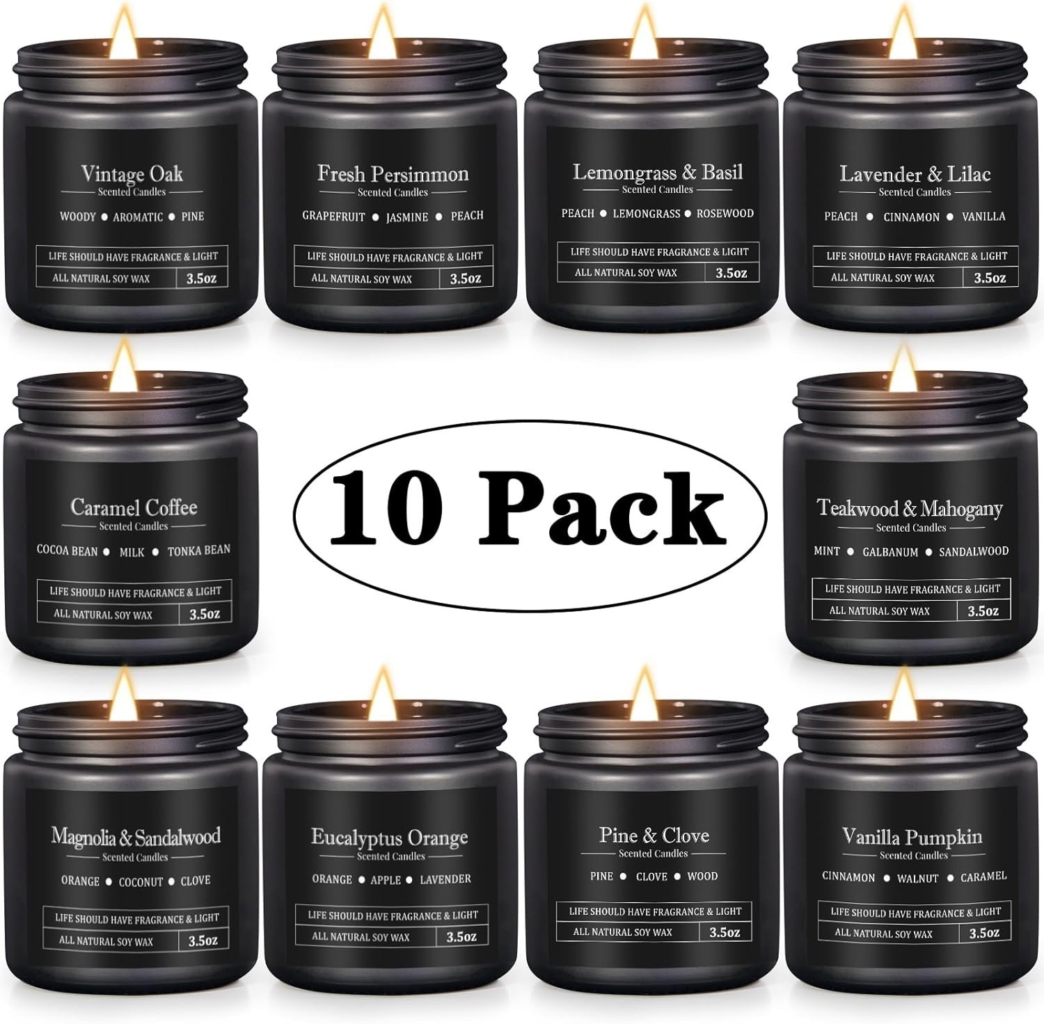 10 Pack Scented Candles for Men, Masculine Candle Gift Set with Woody & Fresh…