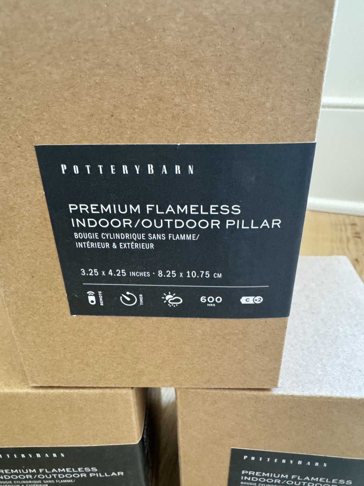 3 NEW Pottery Barn Premium Flameless Indoor/Outdoor Pillar Candle 3.25”x4.25”