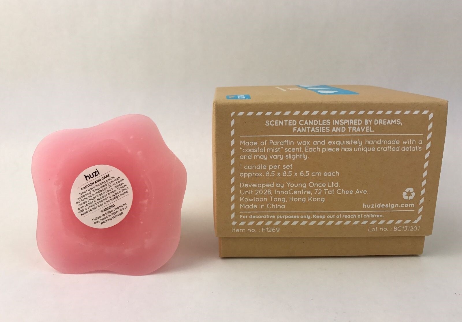 FUJI Mountain Candle Votive Pale Rose Pink Scented Art Deco Gift Set of 12