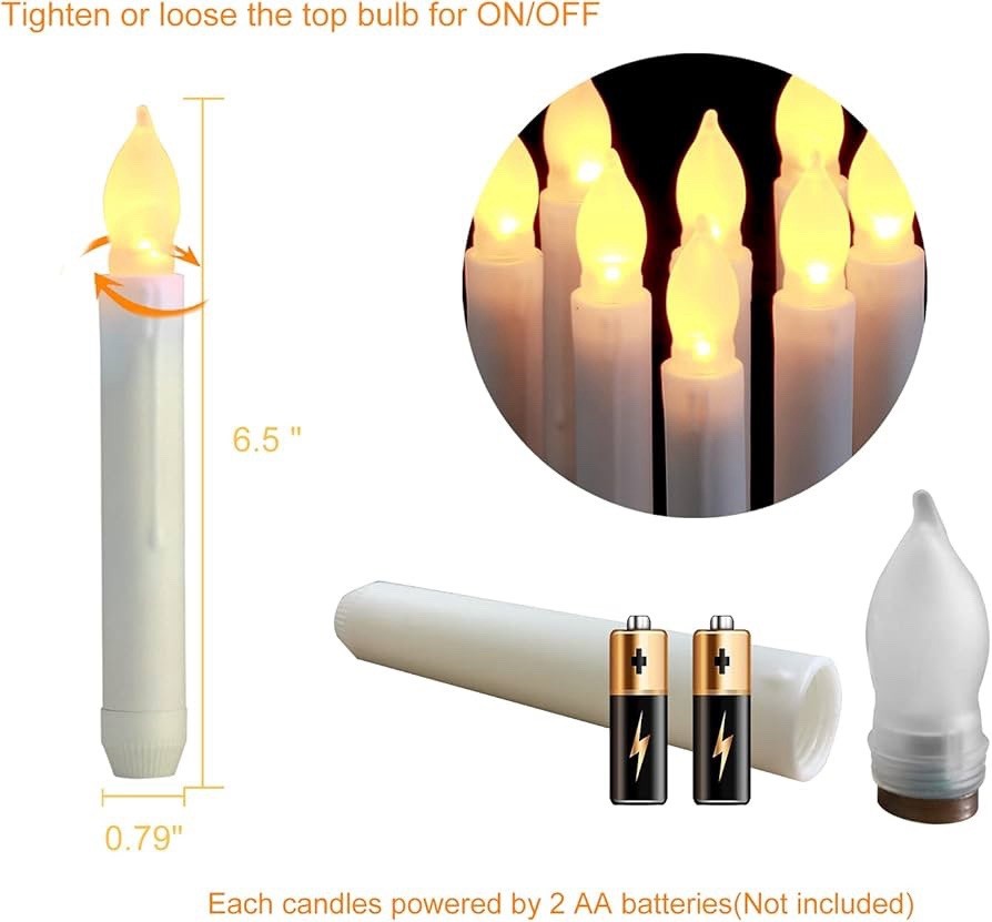 Amagic 12pcs LED Flameless Taper Candles w/ Remote Warm Flicker Hanging