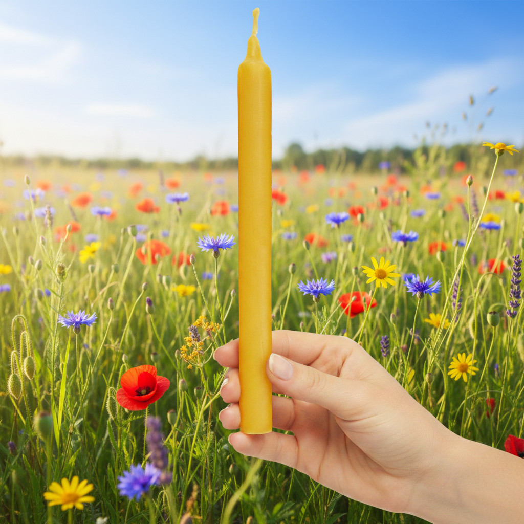 100% Beeswax Taper Candles Organic – 7.5 inches Tall, 3/4 inch Thick