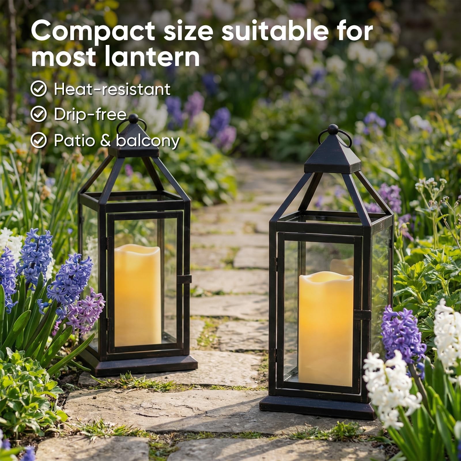 Waterproof Flameless Candles, Outdoor Led Pillar Candle Set Of 2 3″ X 6″ Ivor…