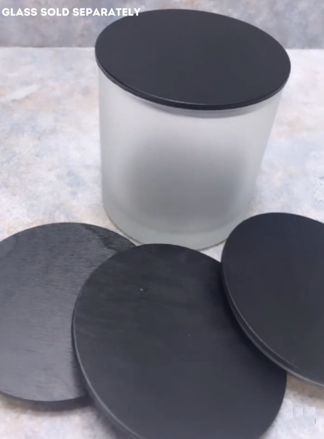 Black Wood Candle Jar Lids – Fits 9.5 Oz Monticiano (Pack of 12)
