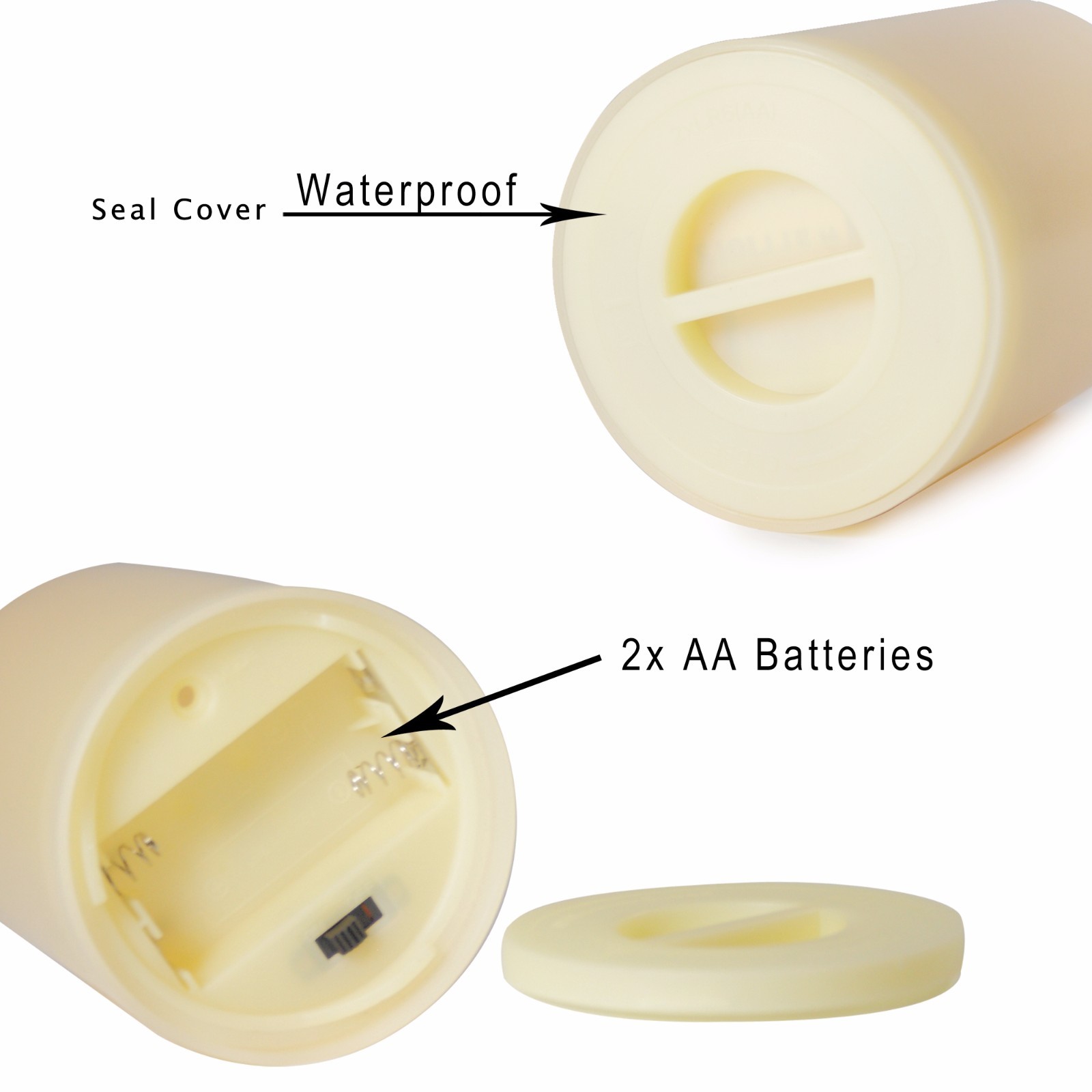 2 PCS Waterproof Outdoor Flameless Battery-operated LED Candles with Timer 3″x5”