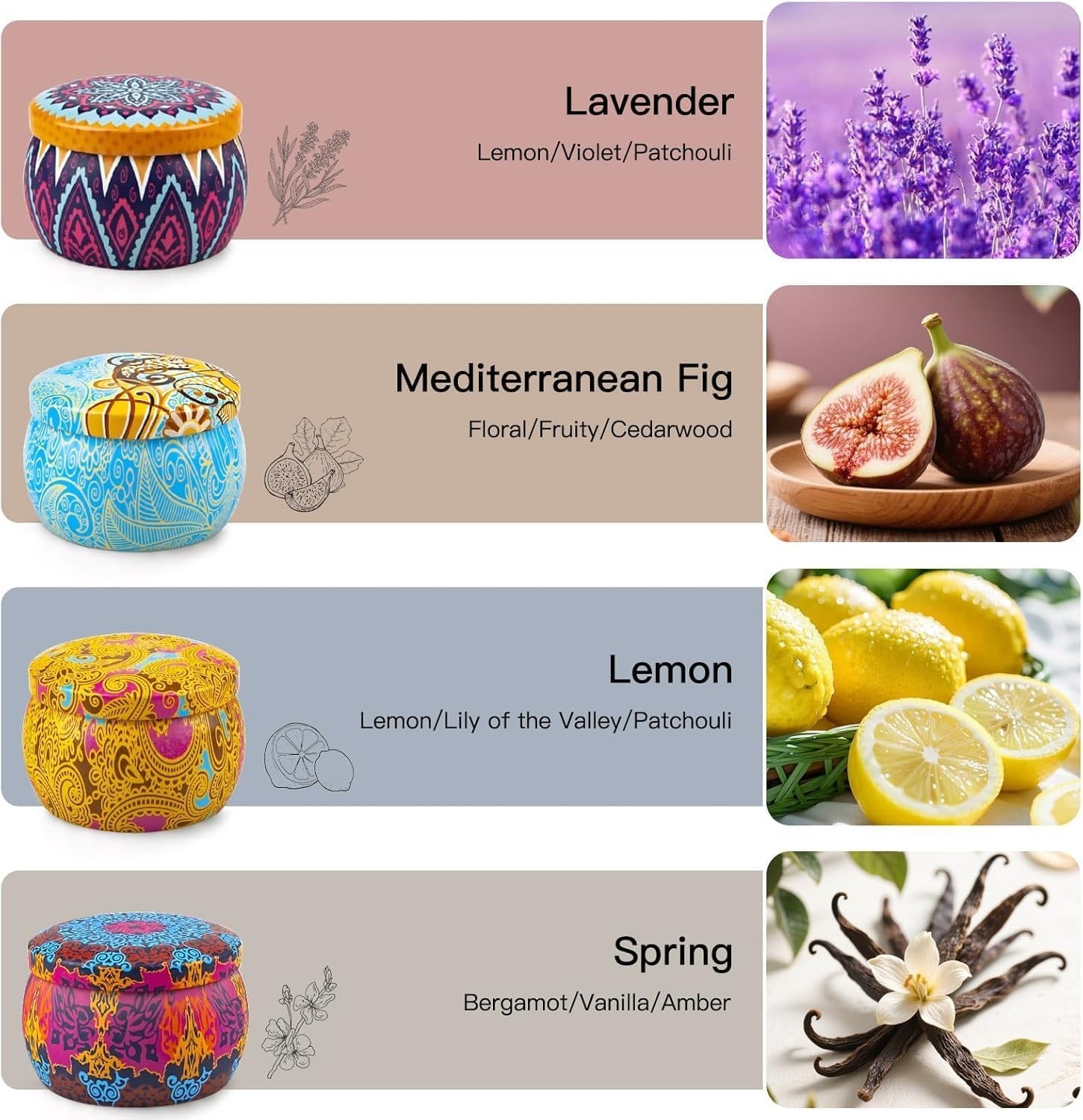 Candles Gift Set for Women, 4 Pack Scented Candles with 8% Essential Oils, 12…