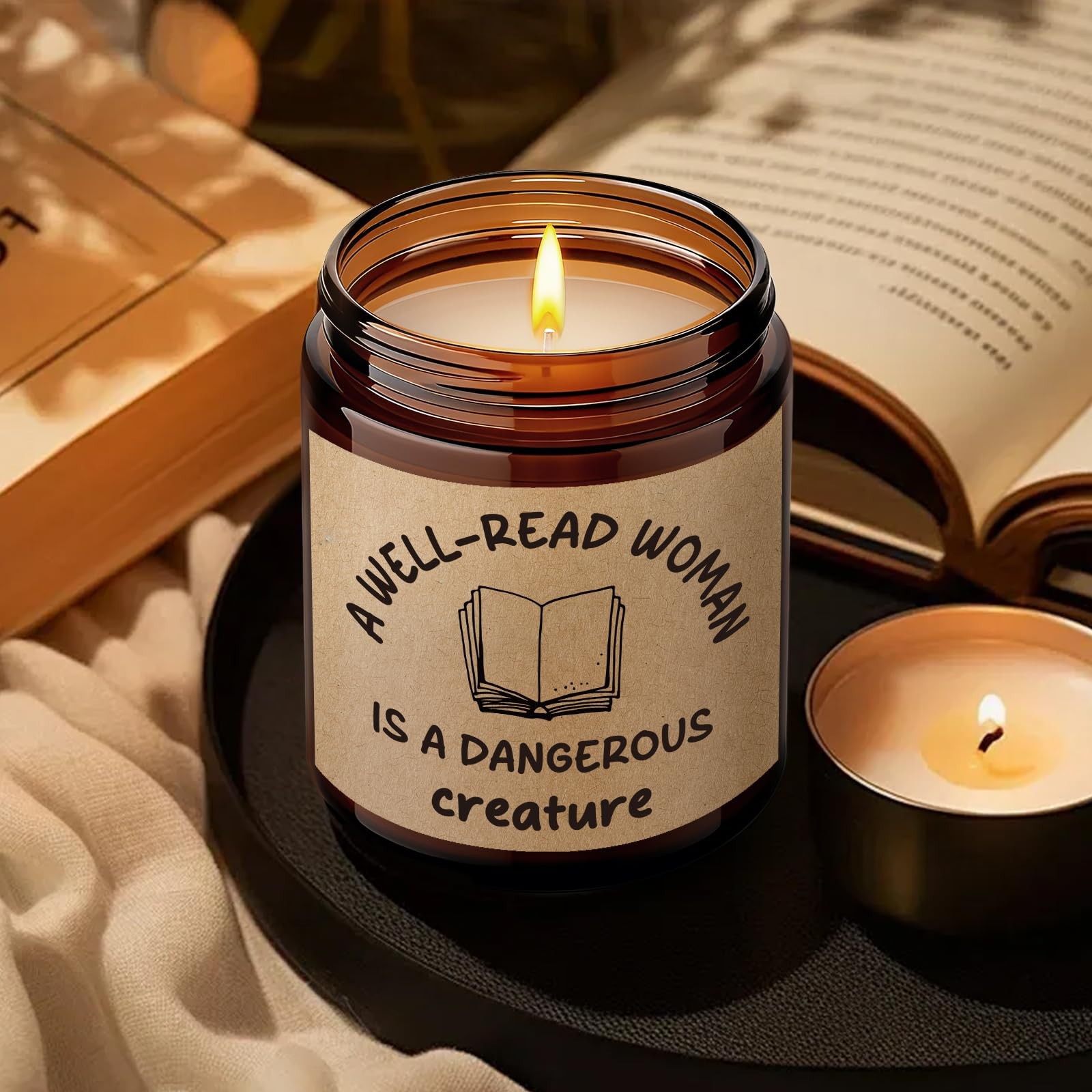 Scented Candle Gifts Book Lover Women Well Read Woman Dangerous Creature Art