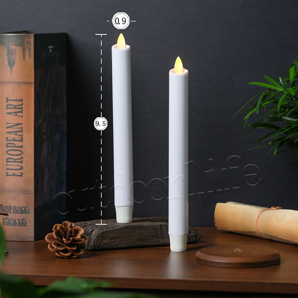 Luminara Flameless Wax Battery Taper Candle with Moving Flame Remote White 9.5″