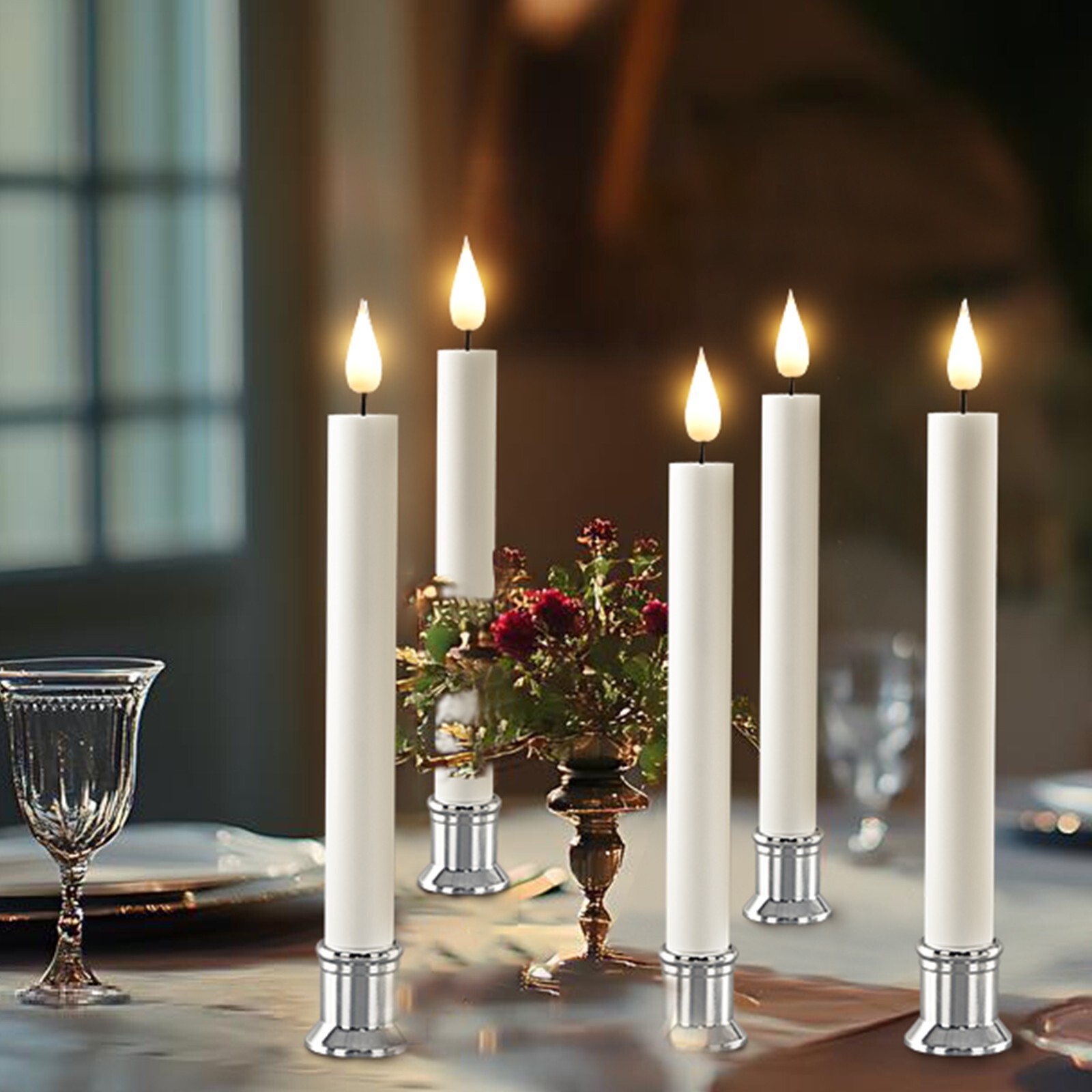 6 Packs 9.64″ Window Candles with Remote Timer Battery Operated Flameless LED Ta