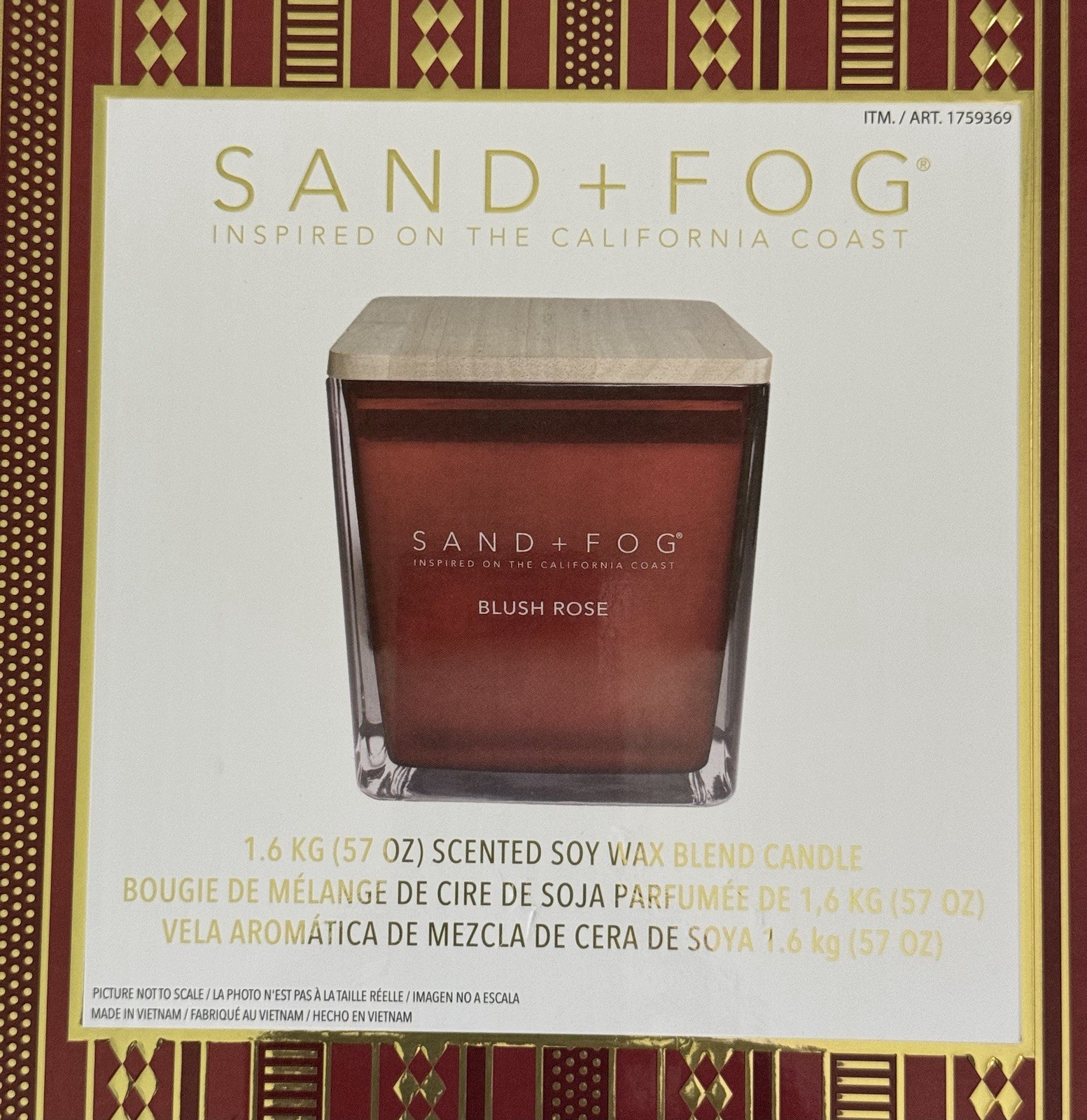 Sand + Fog BLUSH ROSE Scented Soy Wax Blend Candle 57oz NEW / Open Box
