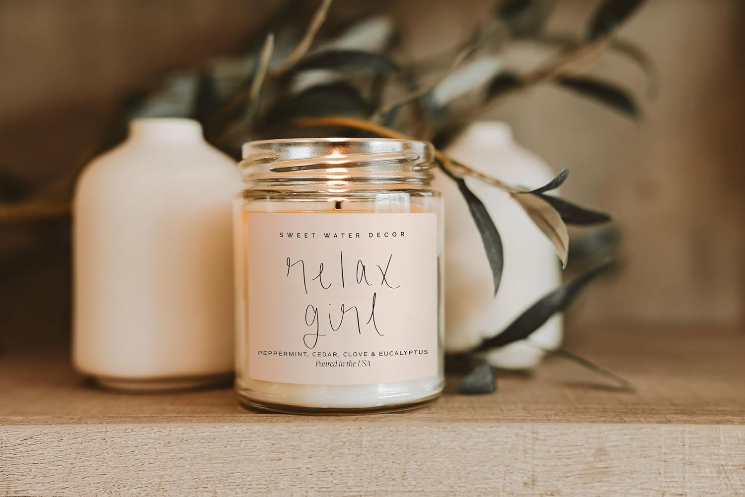 Relax Girl, Peppermint, Cedar, Clove, and Eucalyptus Scented Soy Wax Candle f…