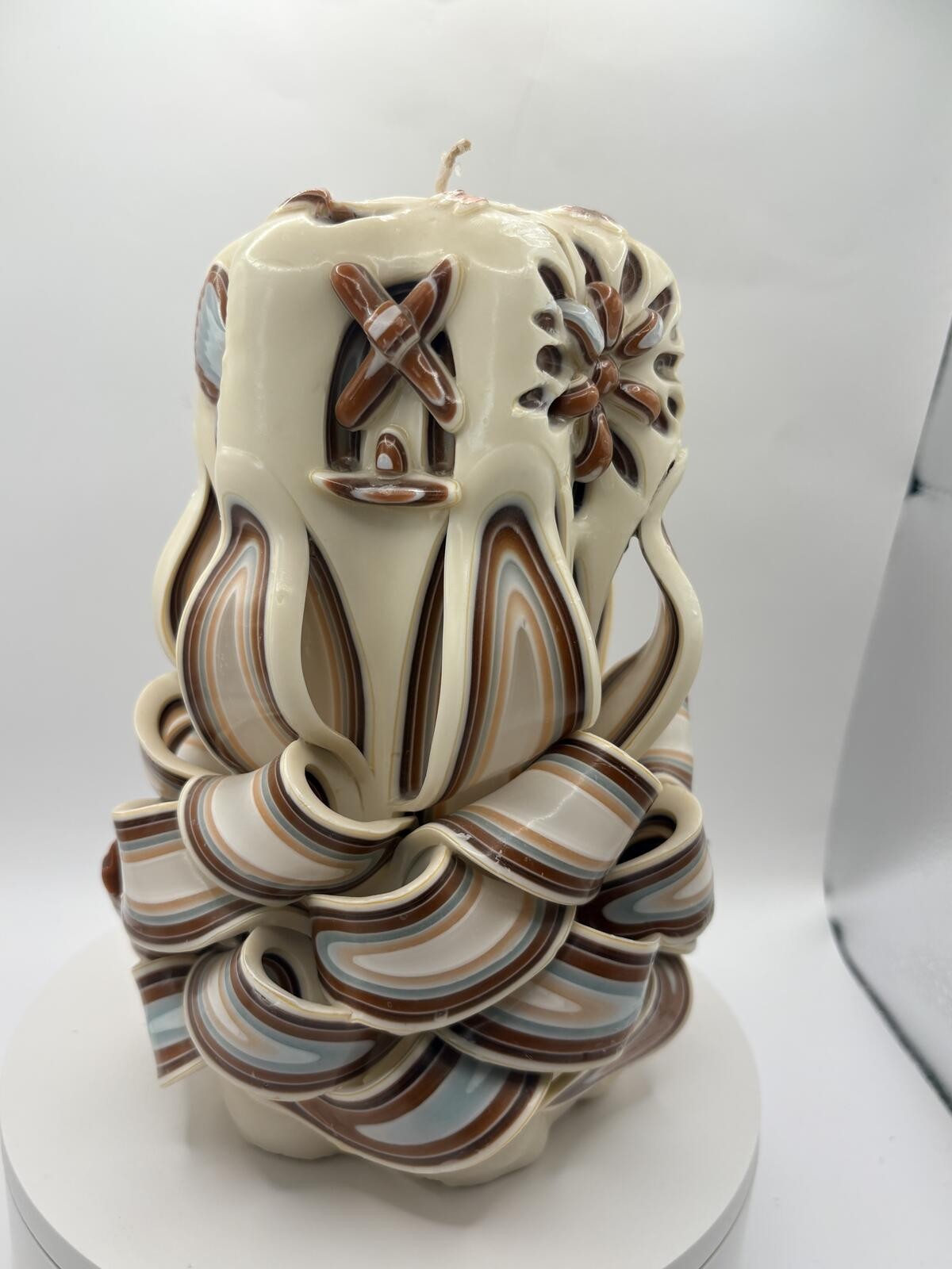 Hand Carved Layered Wax Candle Butterfly Floral Art Decor